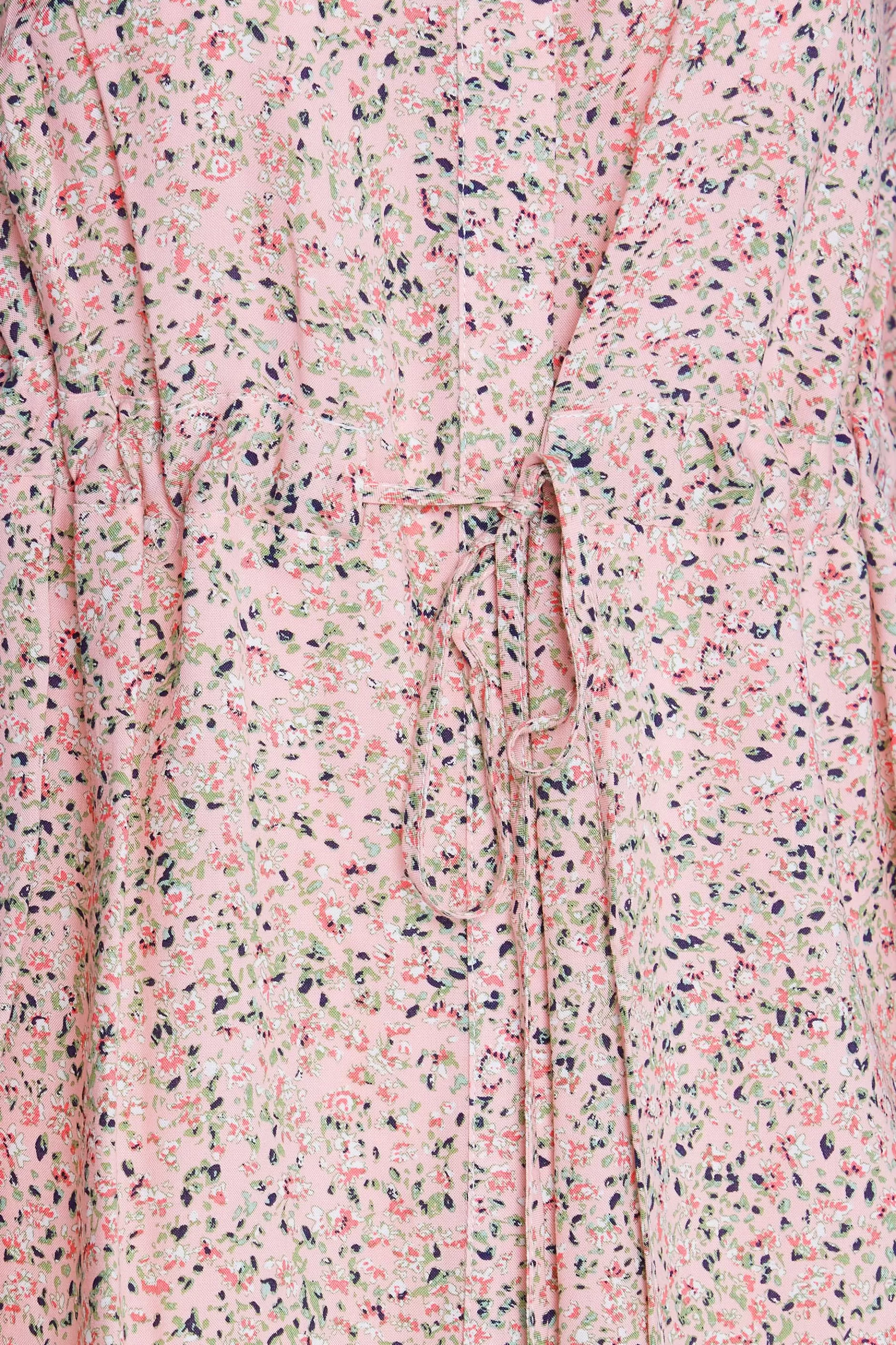Women M&Co Shirts> Womens Pink Ditsy Print Tie Waist Tunic Shirt