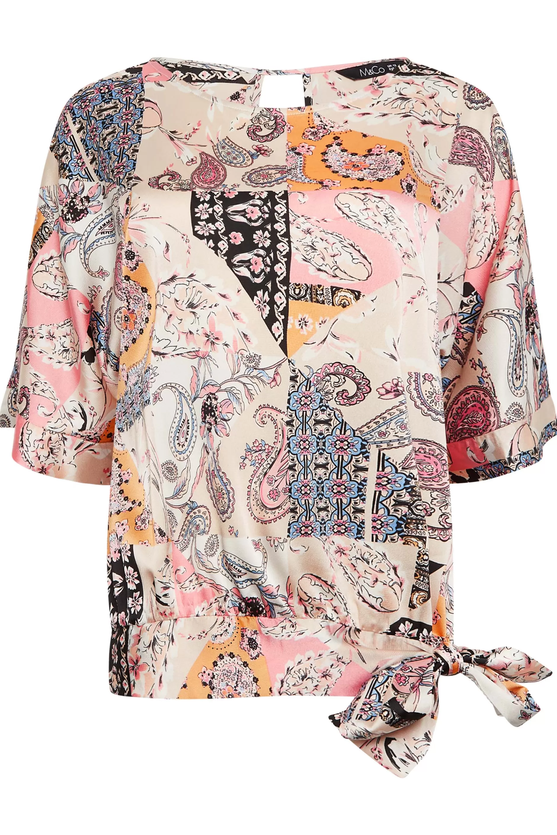Women M&Co Short Sleeve Tops> Womens Pink Paisley Print Short Sleeve Blouse