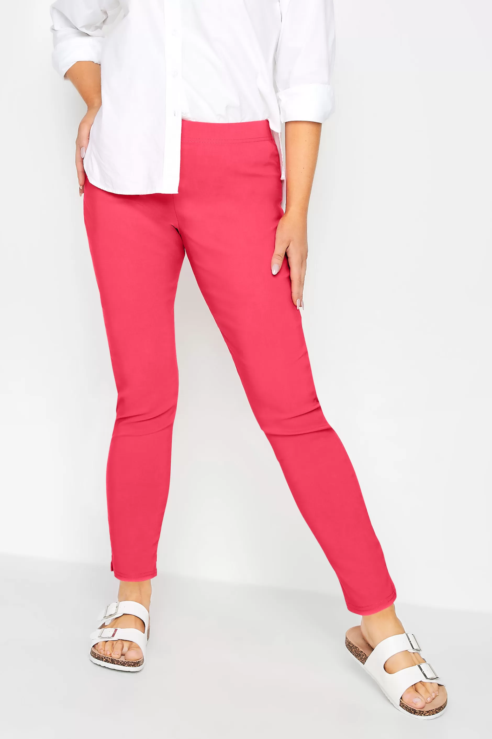 Women M&Co Trousers> Womens Pink Stretch Bengaline Trousers