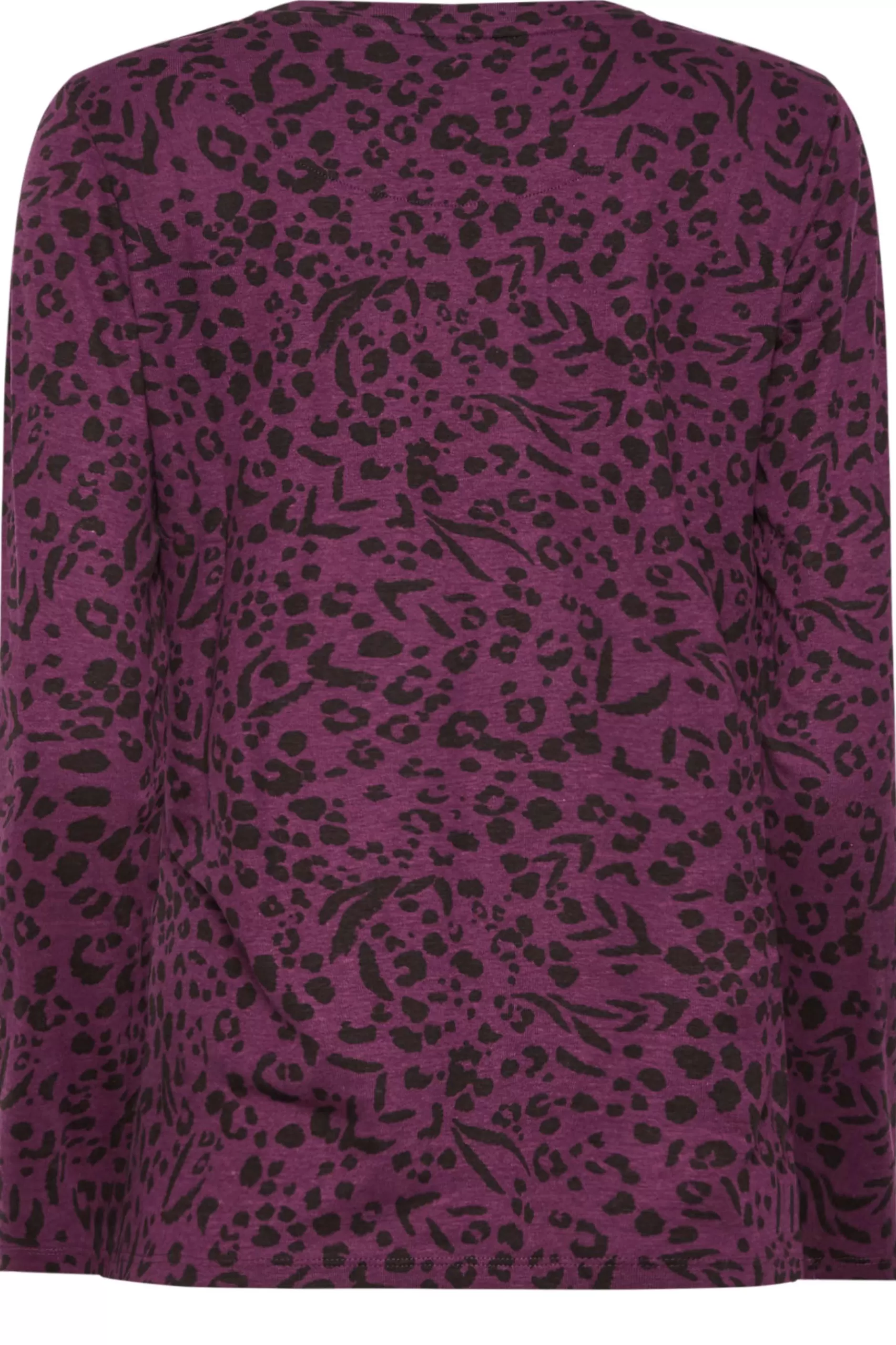 Women M&Co Long Sleeve Tops> Womens Purple Animal Print Long Sleeve Cotton Top