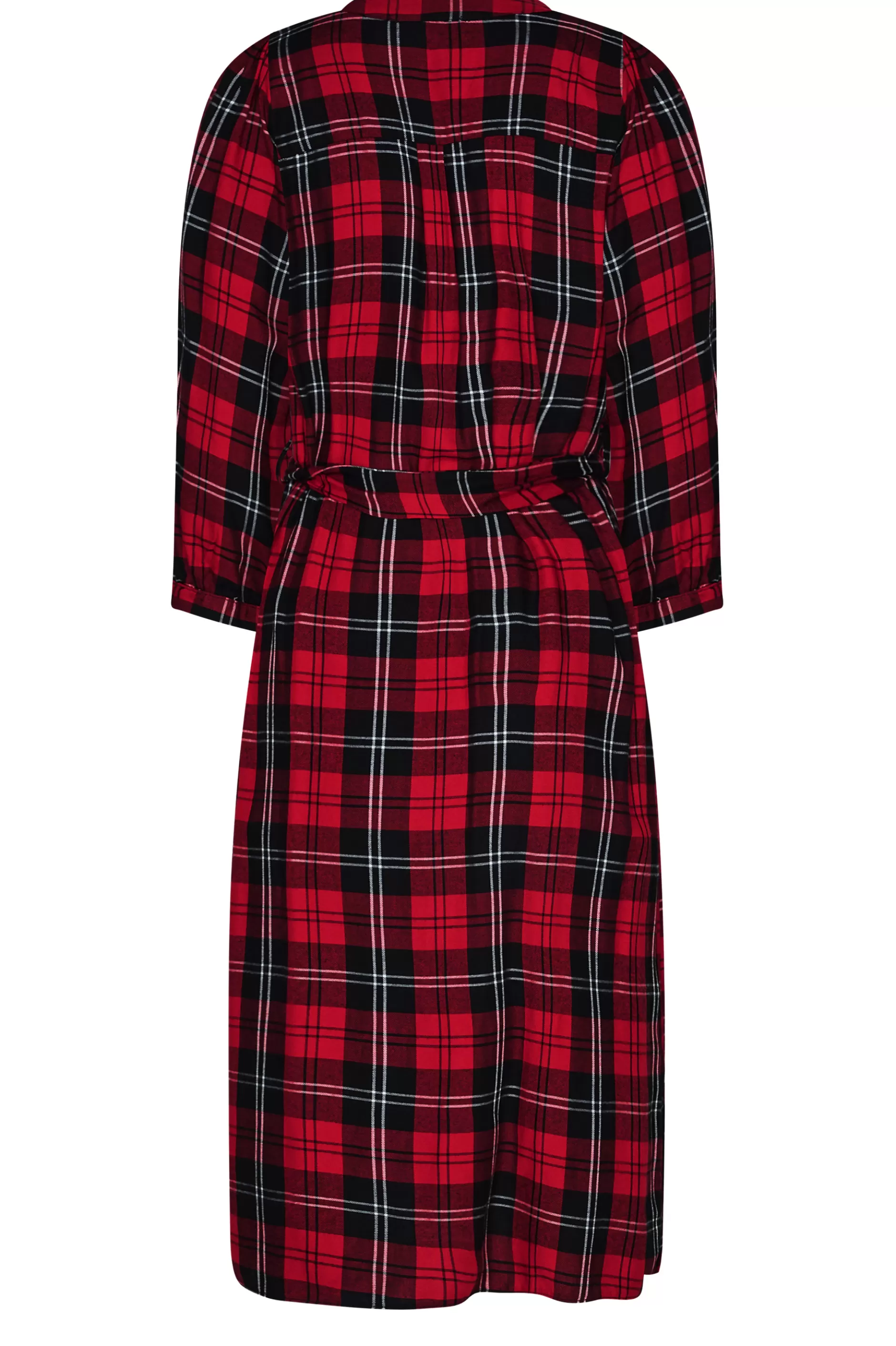 Women M&Co Shirt Dresses> Womens Red & Black Check Tie Waist Tunic Dress