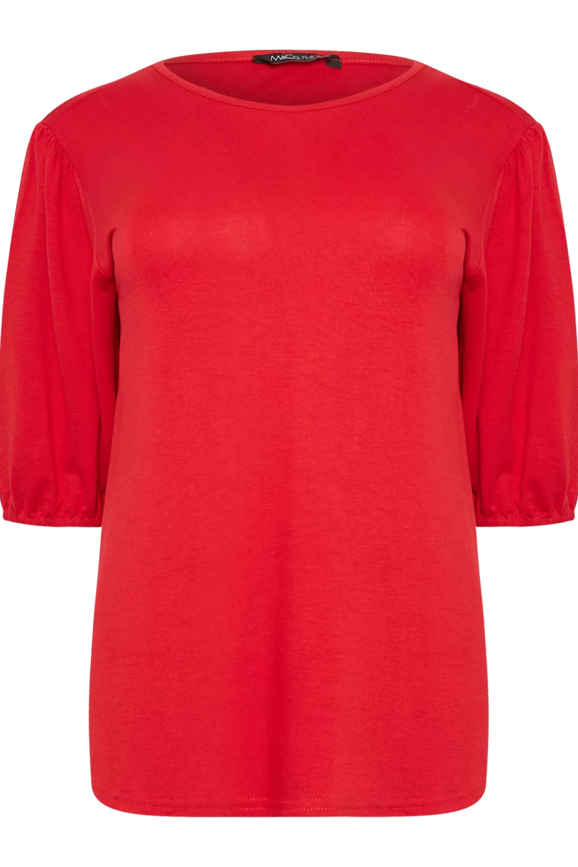 Women M&Co Blouses> Womens Red Balloon Sleeve Top