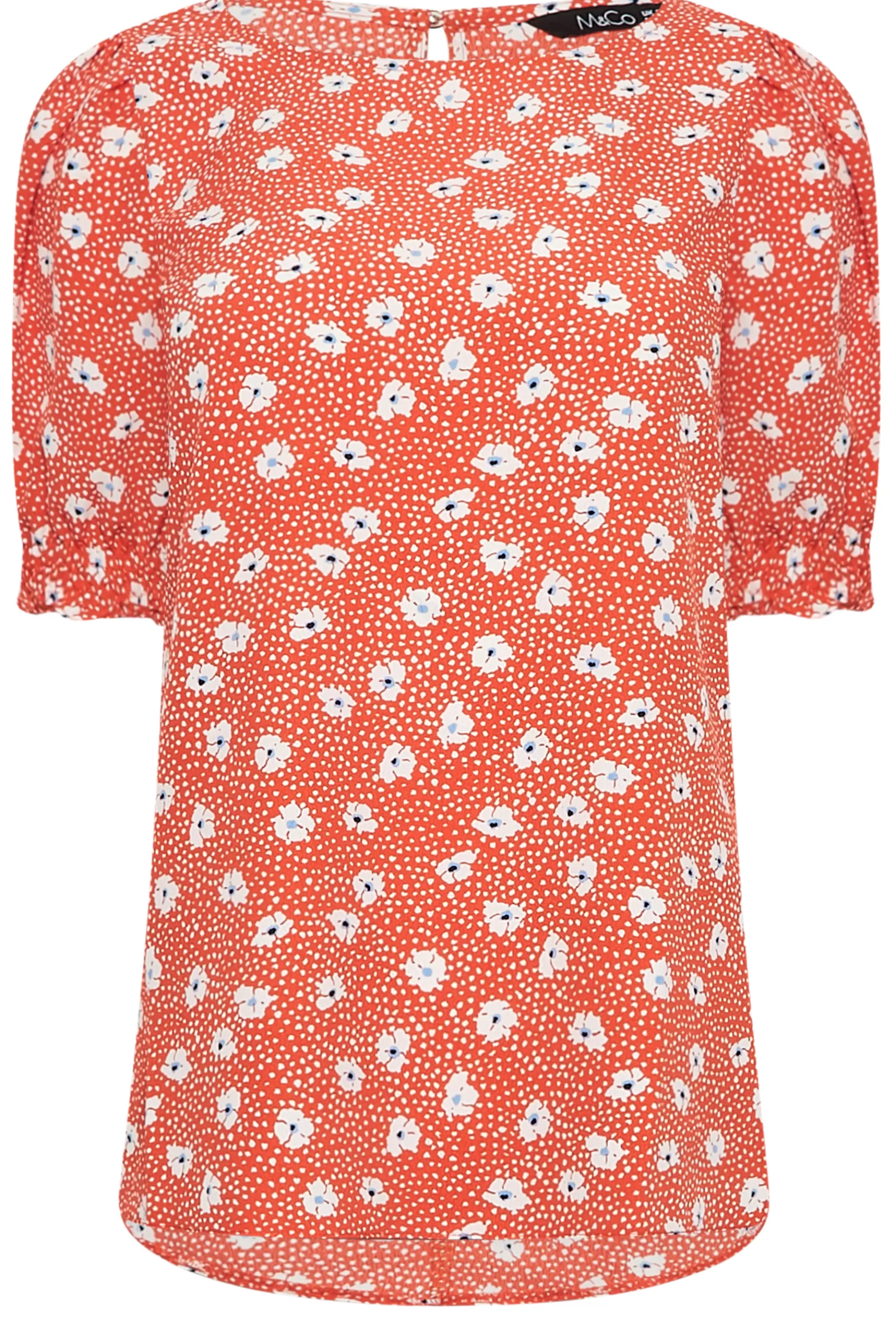 Women M&Co Short Sleeve Tops> Womens Red Daisy Print Blouse