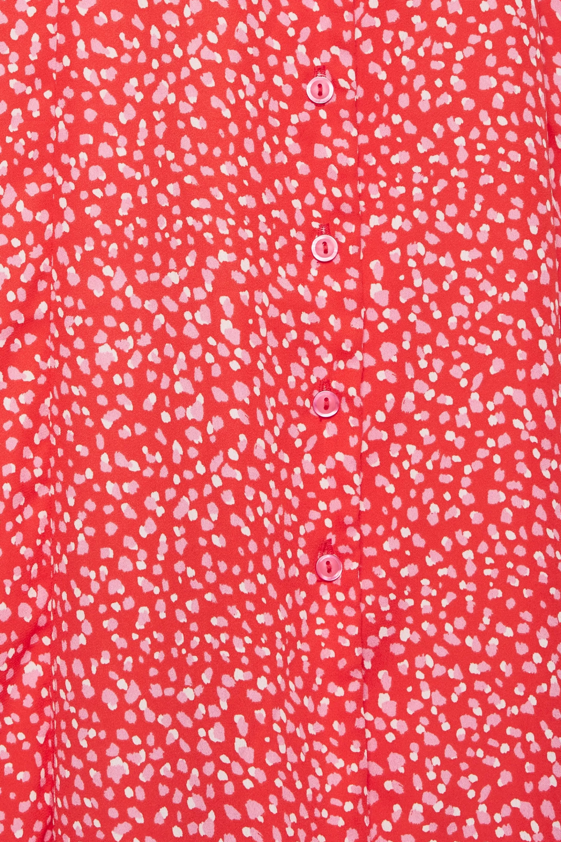 Women M&Co Midi Dresses> Womens Red Ditsy Spot Print Midi Button Through Tea Dress