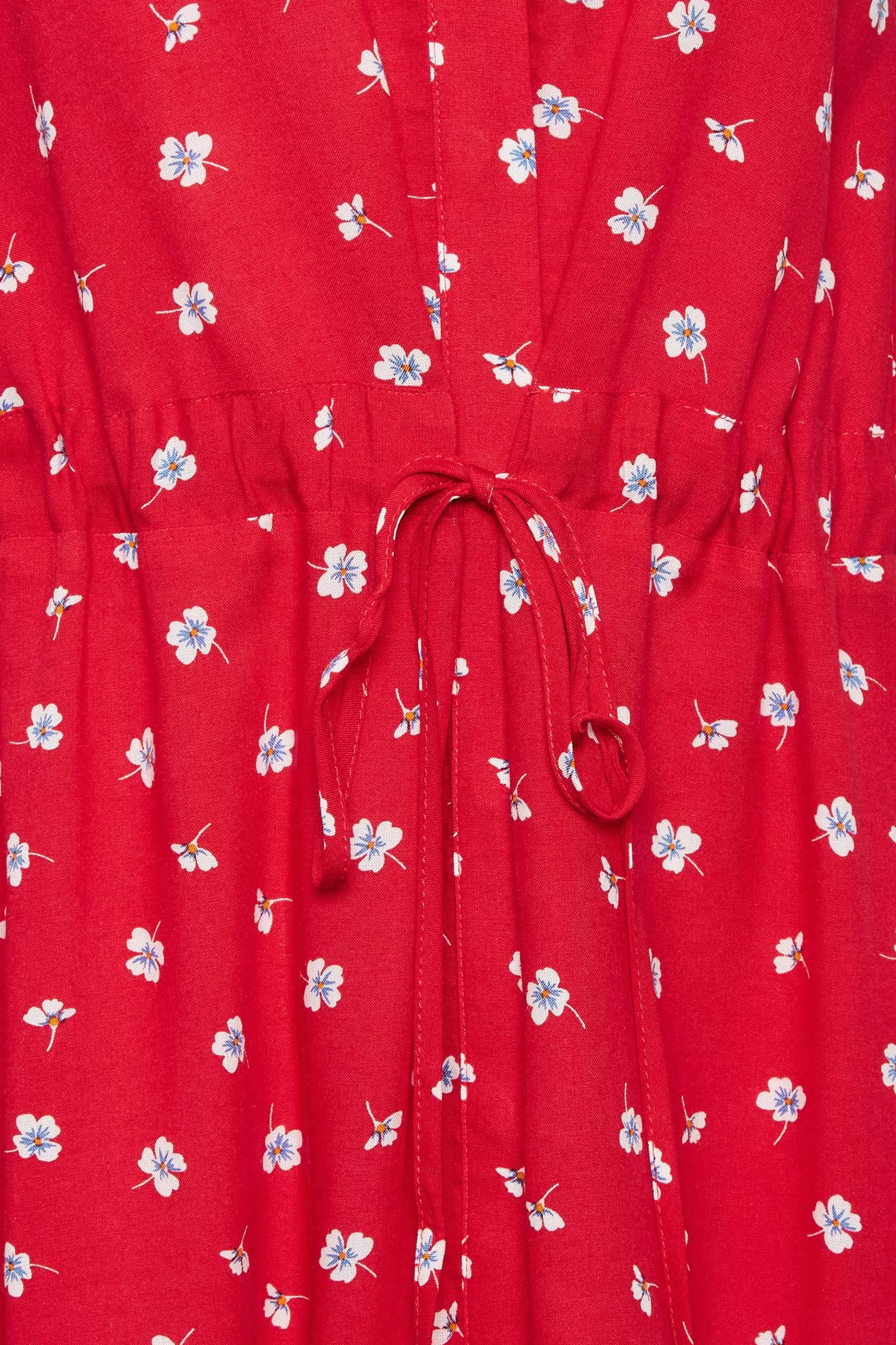 Women M&Co Shirts> Womens Red Floral Print Tie Waist Tunic Shirt