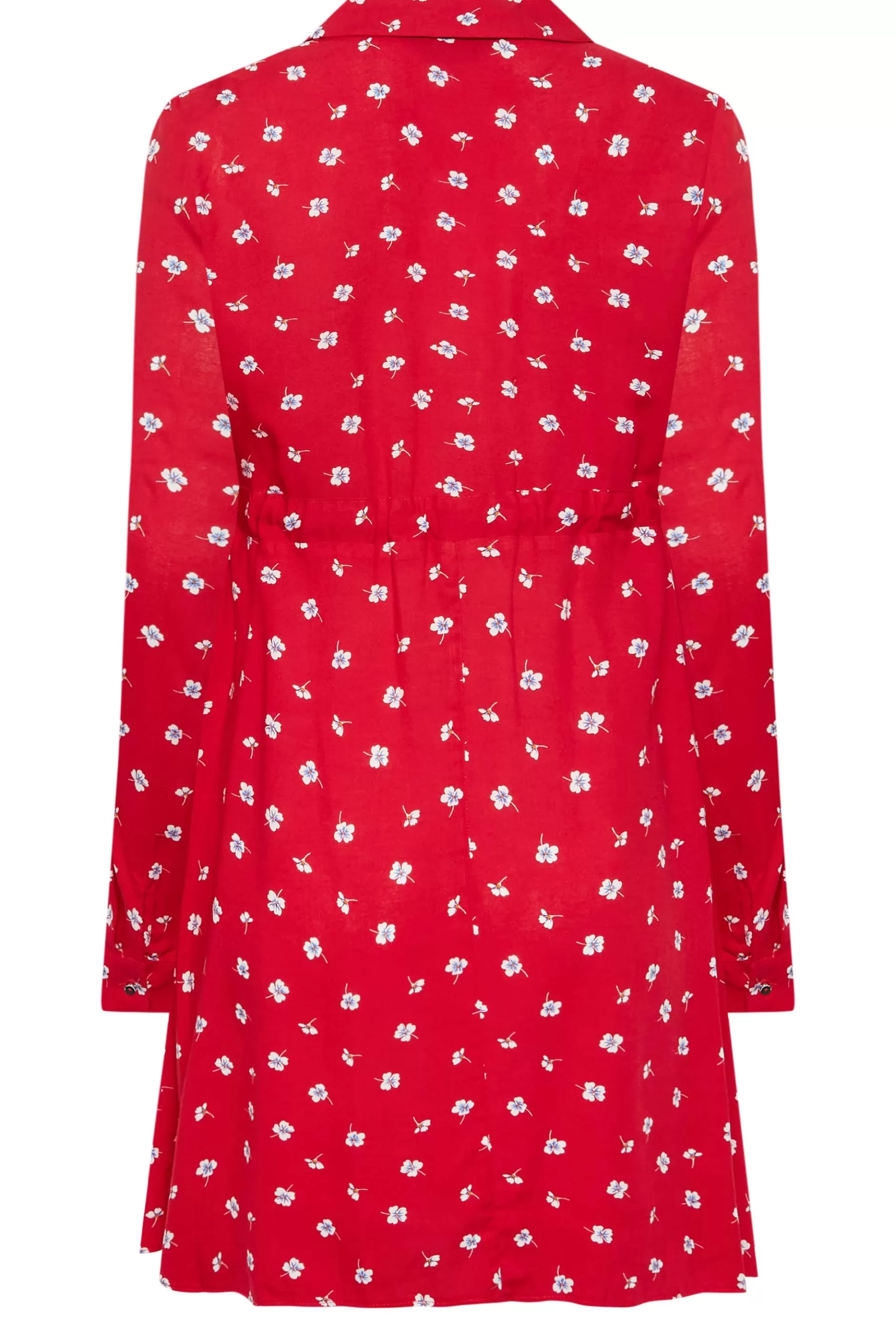 Women M&Co Shirts> Womens Red Floral Print Tie Waist Tunic Shirt