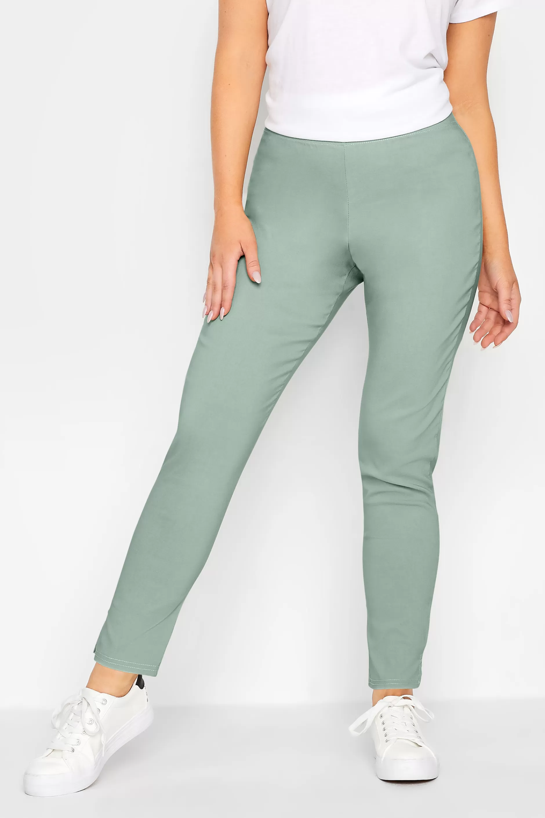 Women M&Co Trousers> Womens Sage Green Stretch Bengaline Trousers