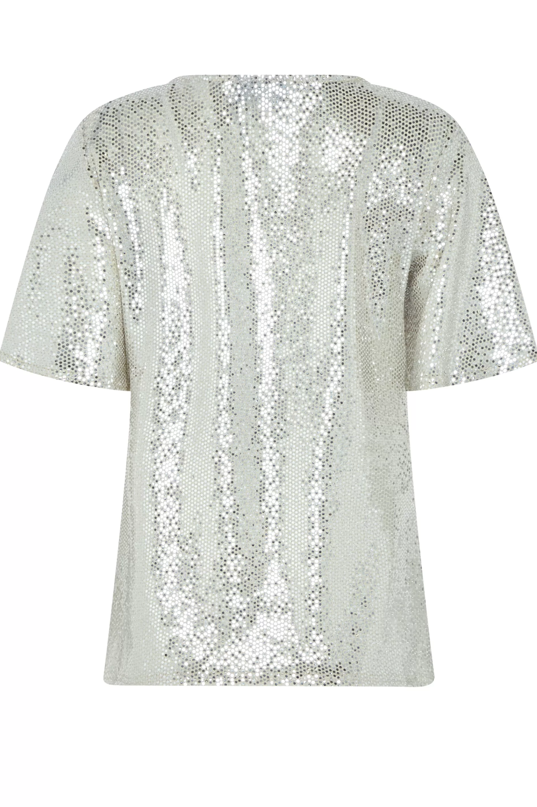 Women M&Co T-Shirts> Womens Silver Sequin Angel Sleeve Wrap Top