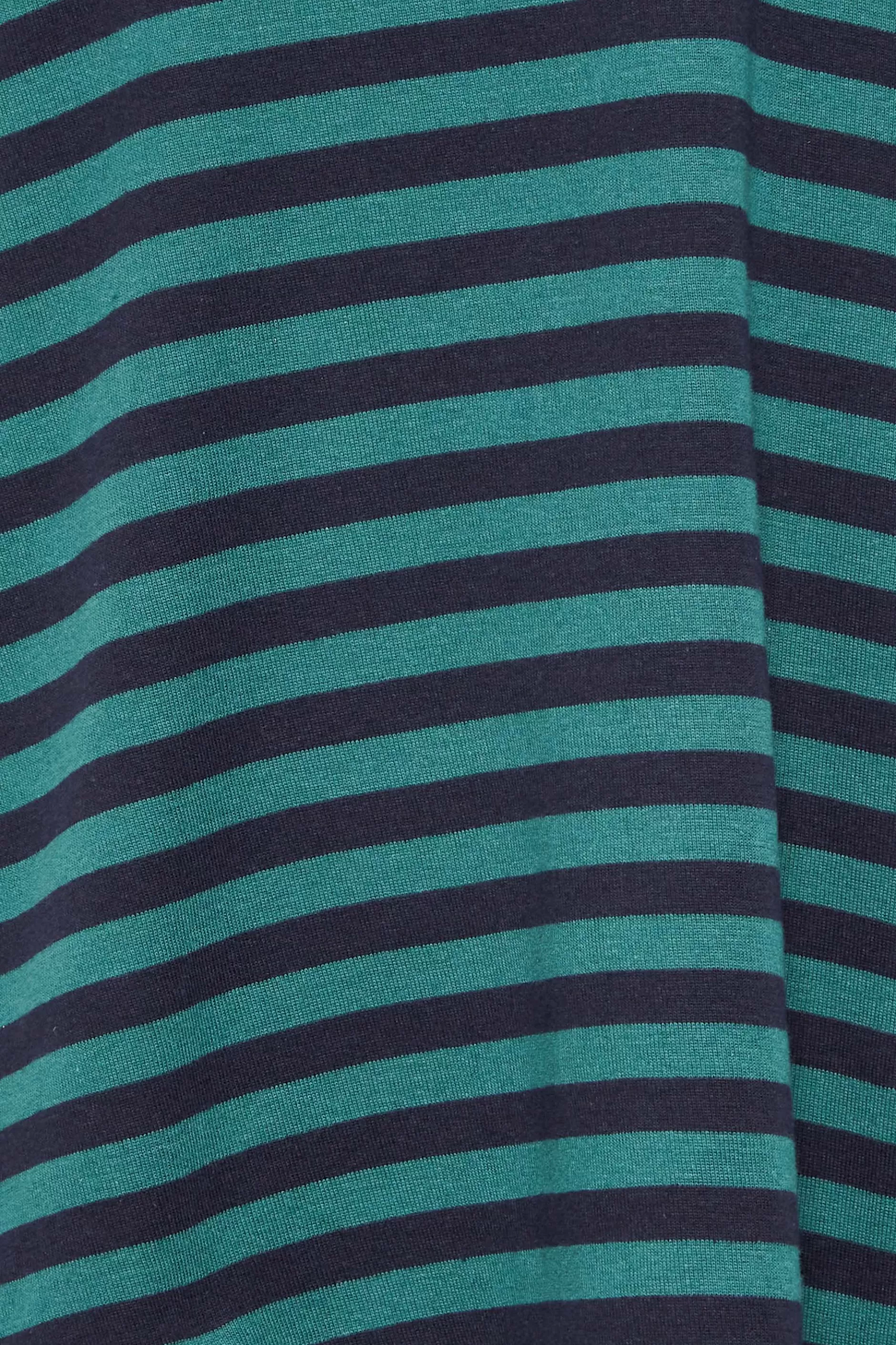 Women M&Co T-Shirts> Womens Teal Blue Stripe V-Neck Long Sleeve Cotton T-Shirt