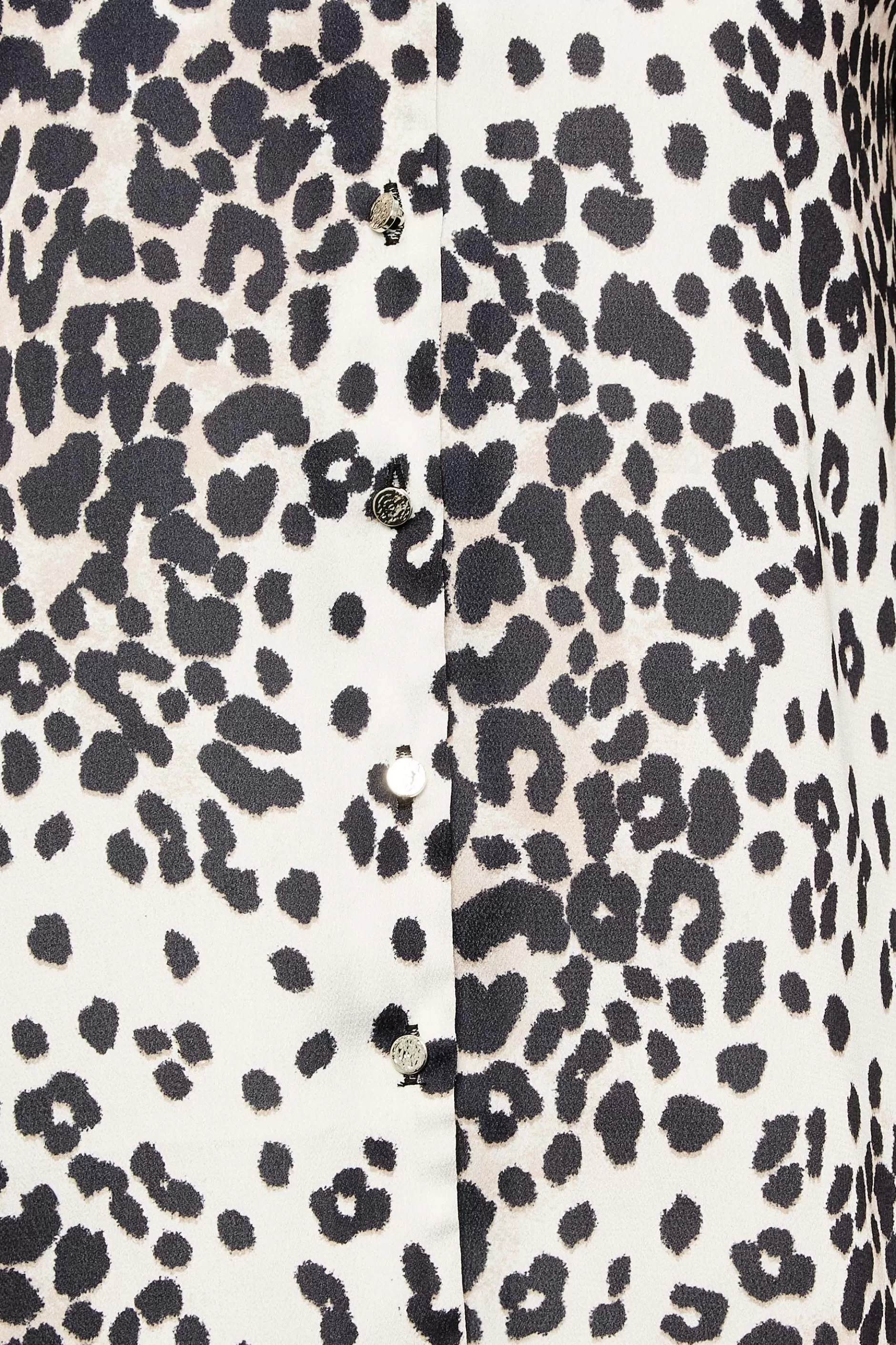 Women M&Co Short Sleeve Tops> Womens White Animal Print Frill Sleeve Button Through Blouse