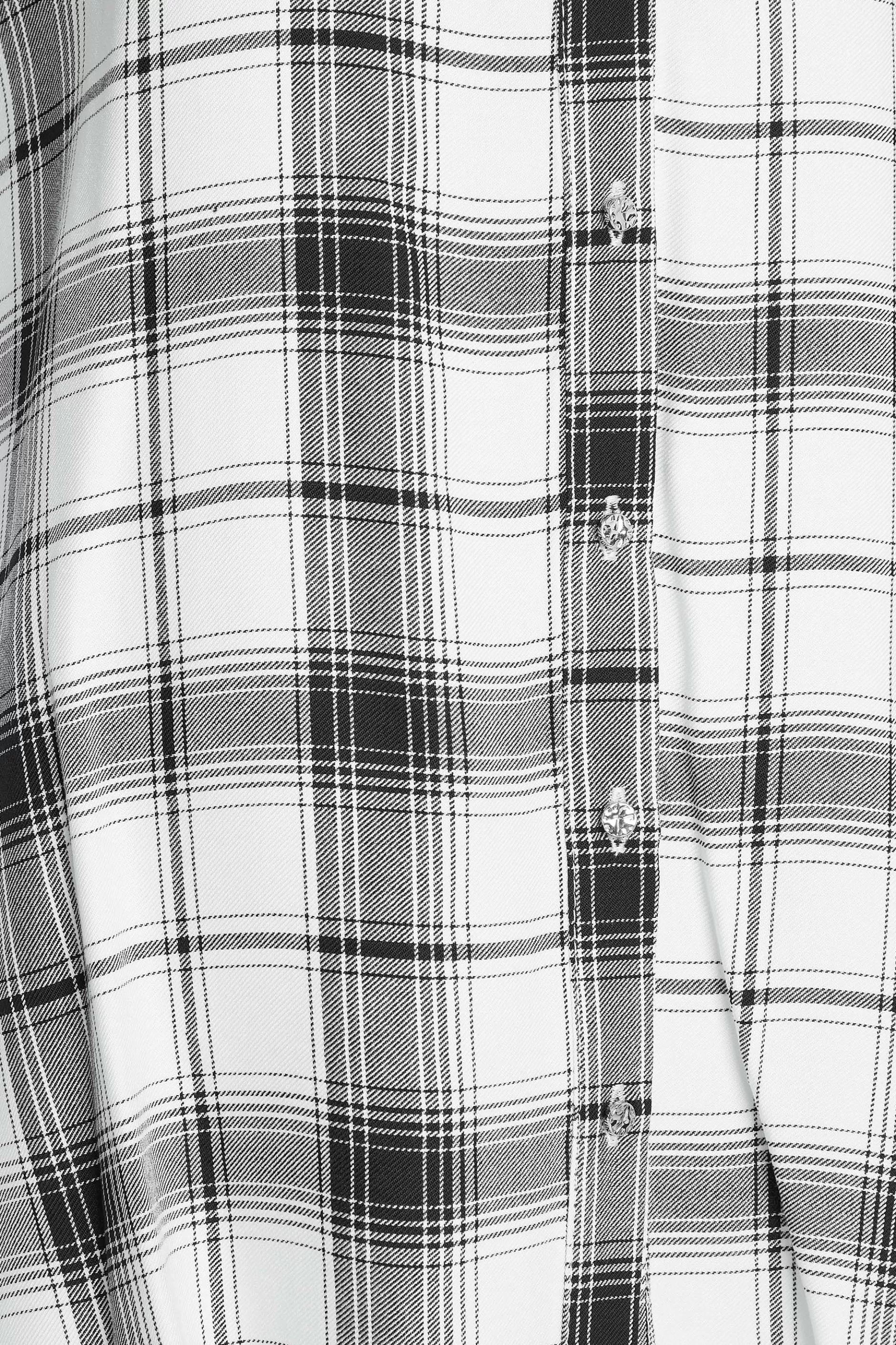 Women M&Co Short Sleeve Tops> Womens White Check Short Sleeve Shirt