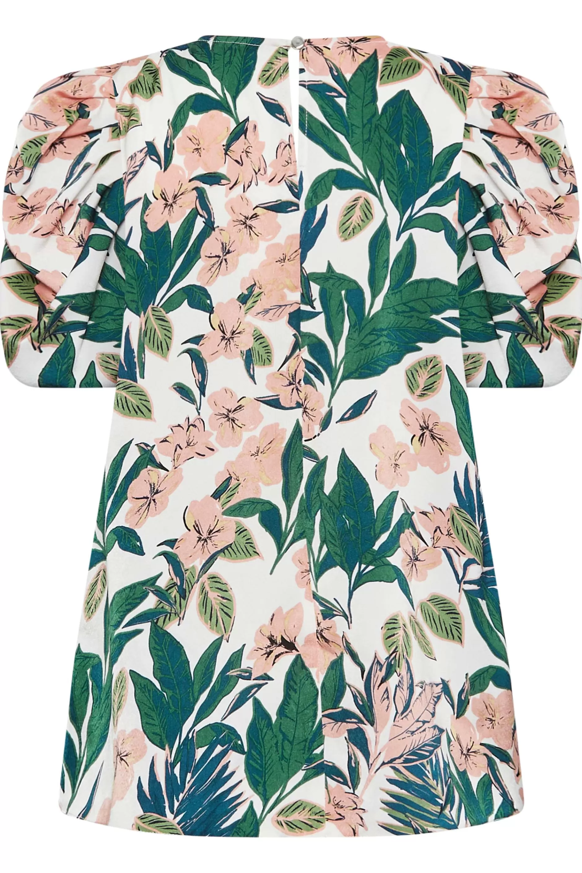 Women M&Co Short Sleeve Tops> Womens White Floral Print Puff Sleeve Blouse