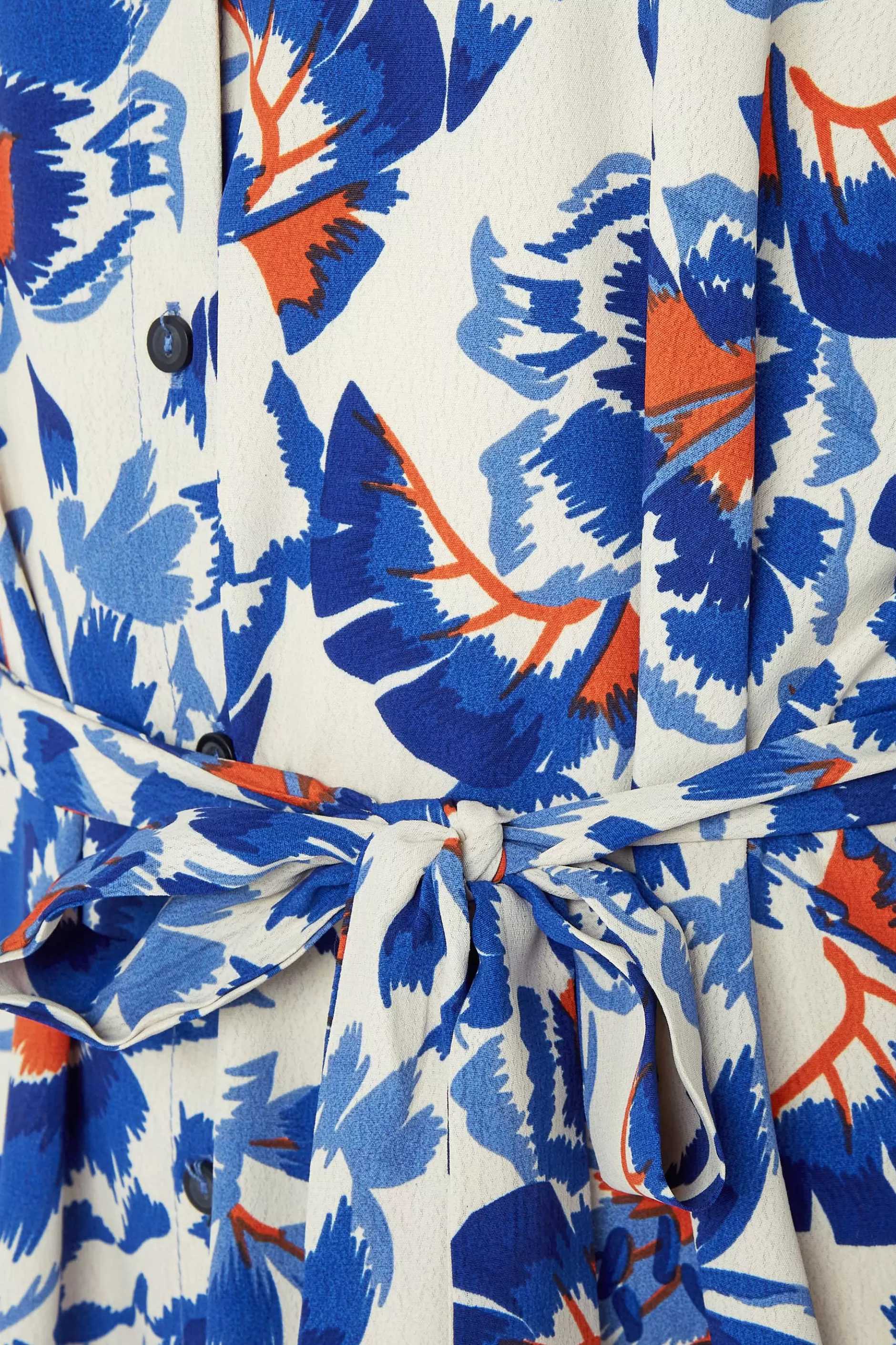 Women M&Co Shirt Dresses> Womens White Floral Print Tie Tunic Shirt Dress