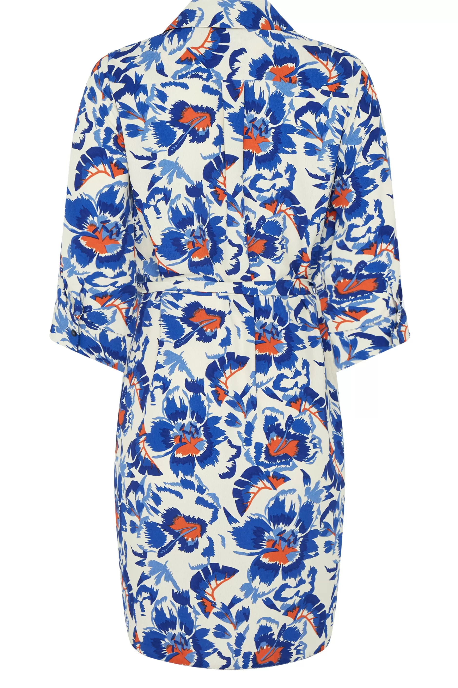 Women M&Co Shirt Dresses> Womens White Floral Print Tie Tunic Shirt Dress