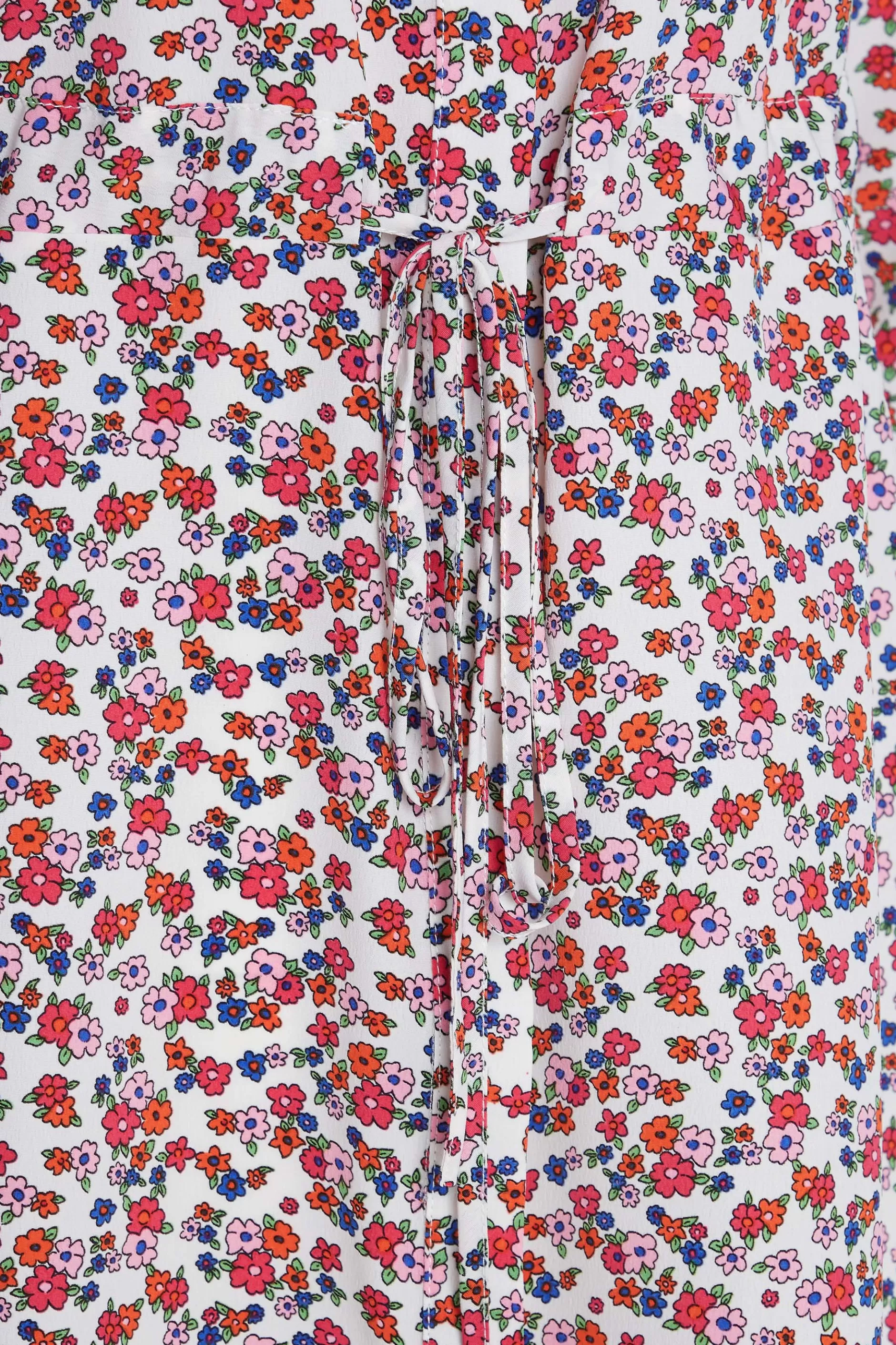 Women M&Co Shirts> Womens White Floral Print Tie Waist Tunic Shirt