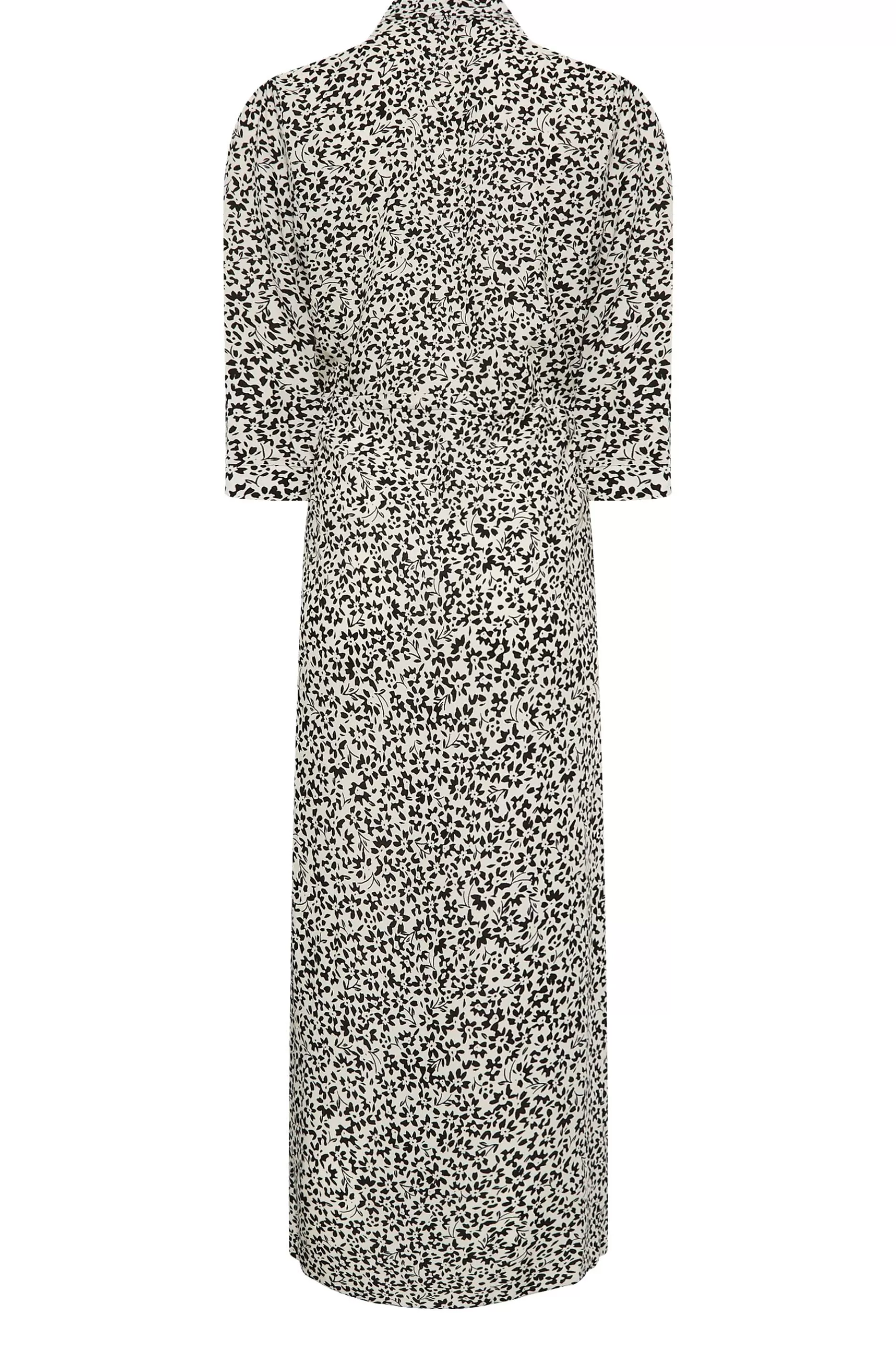 Women M&Co Shirt Dresses> Womens White Ivory Floral Print Tie Belt Shirt Dress