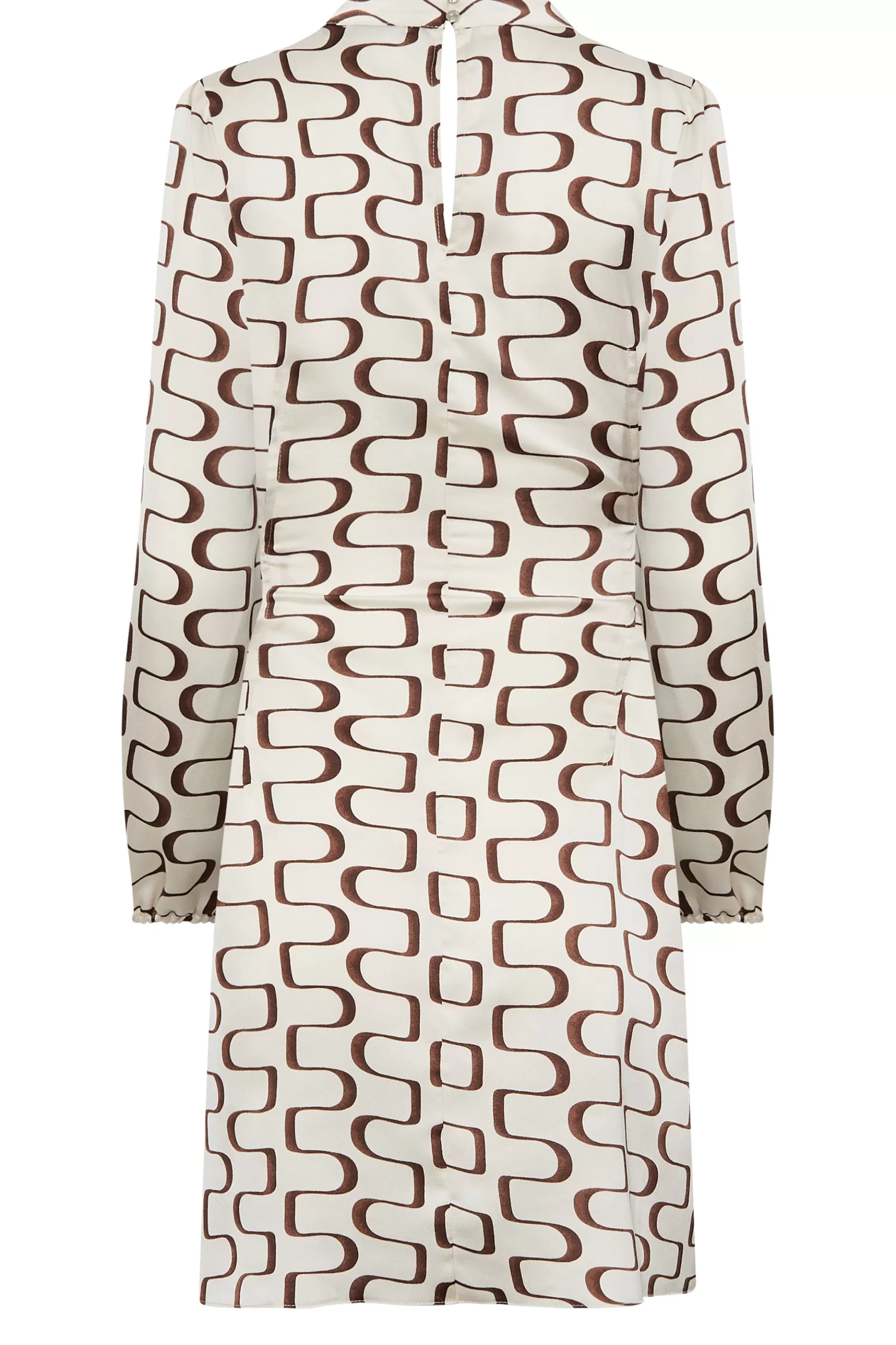 Women M&Co Shirts> Womens White Ivory Geometric Print High Neck Tunic Blouse
