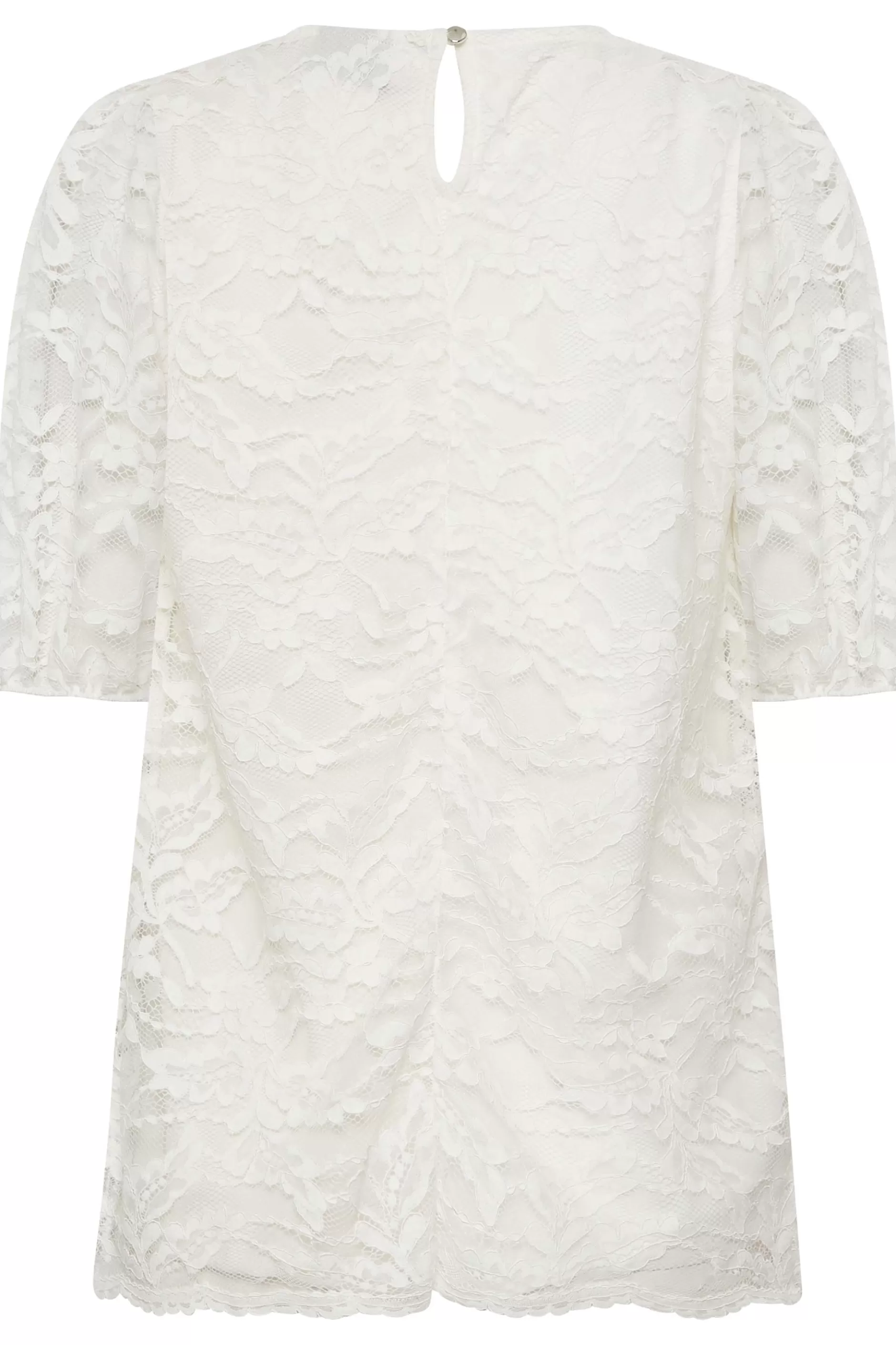 Women M&Co Short Sleeve Tops> Womens White Lace Floral Blouse