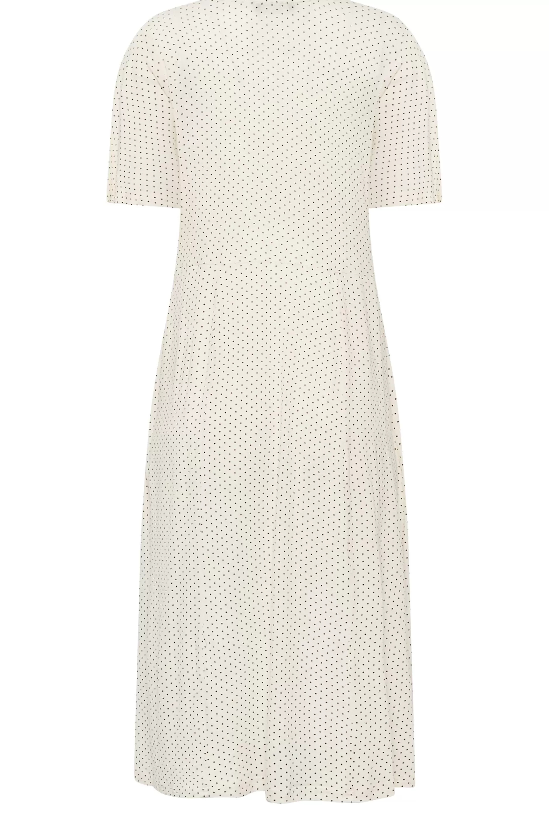 Women M&Co Midi Dresses> Womens White Polka Dot Print Angel Sleeve Split Hem Midi Dress