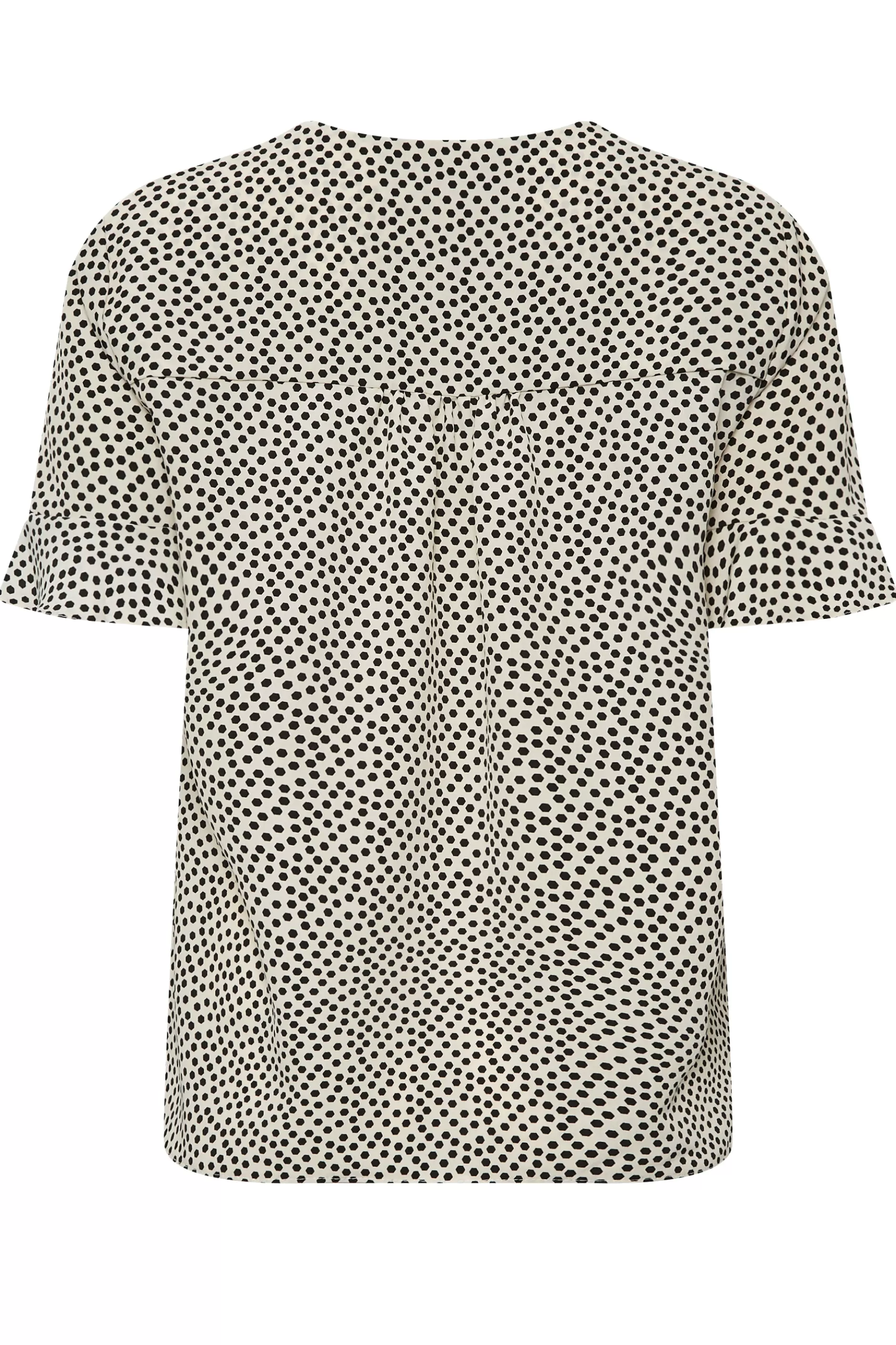 Women M&Co Short Sleeve Tops> Womens White Spot Print Frill Sleeve Button Through Blouse