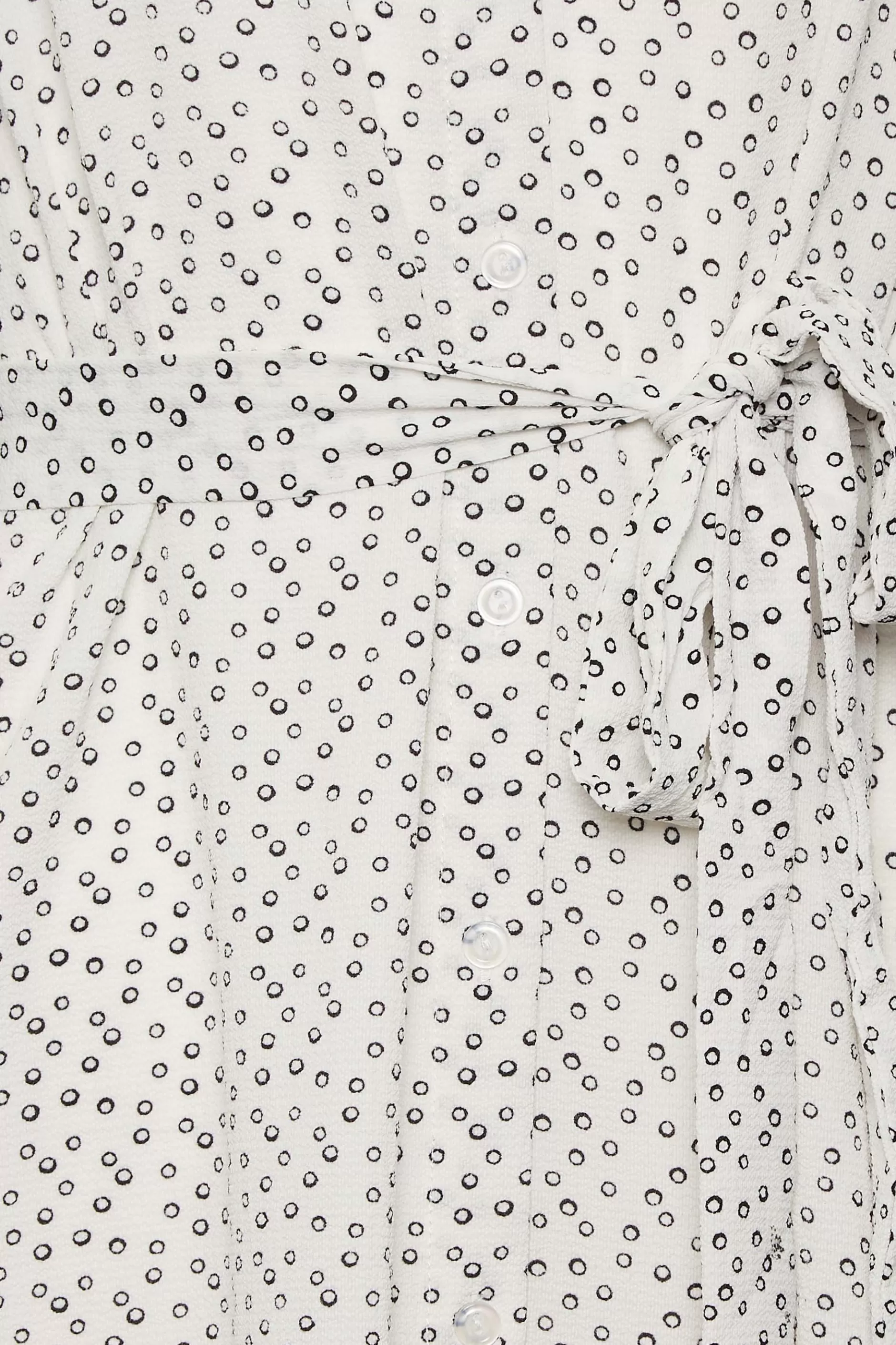 Women M&Co Shirt Dresses> Womens White Spot Print Tie Waist Tunic Shirt Dress