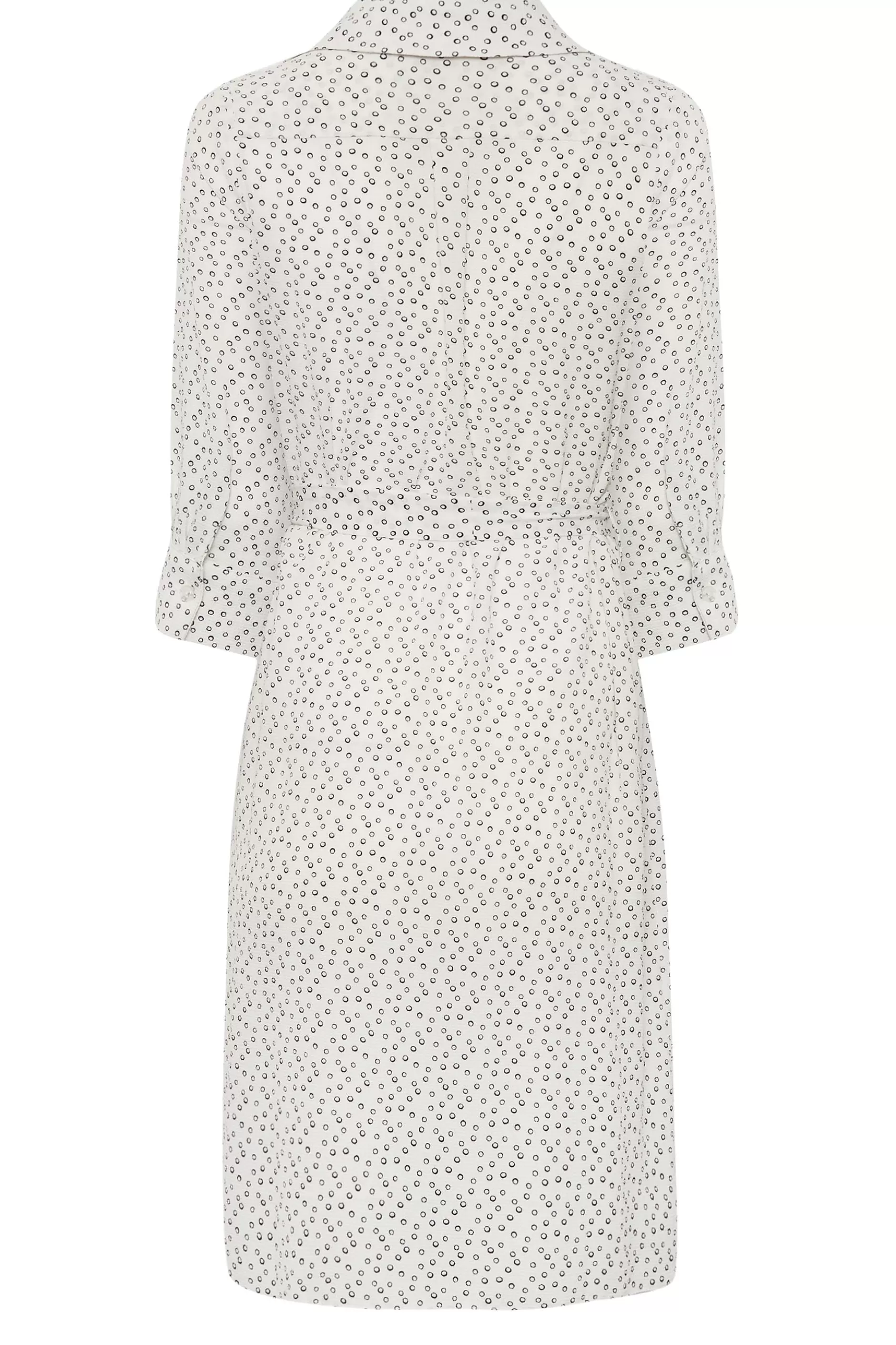 Women M&Co Shirt Dresses> Womens White Spot Print Tie Waist Tunic Shirt Dress