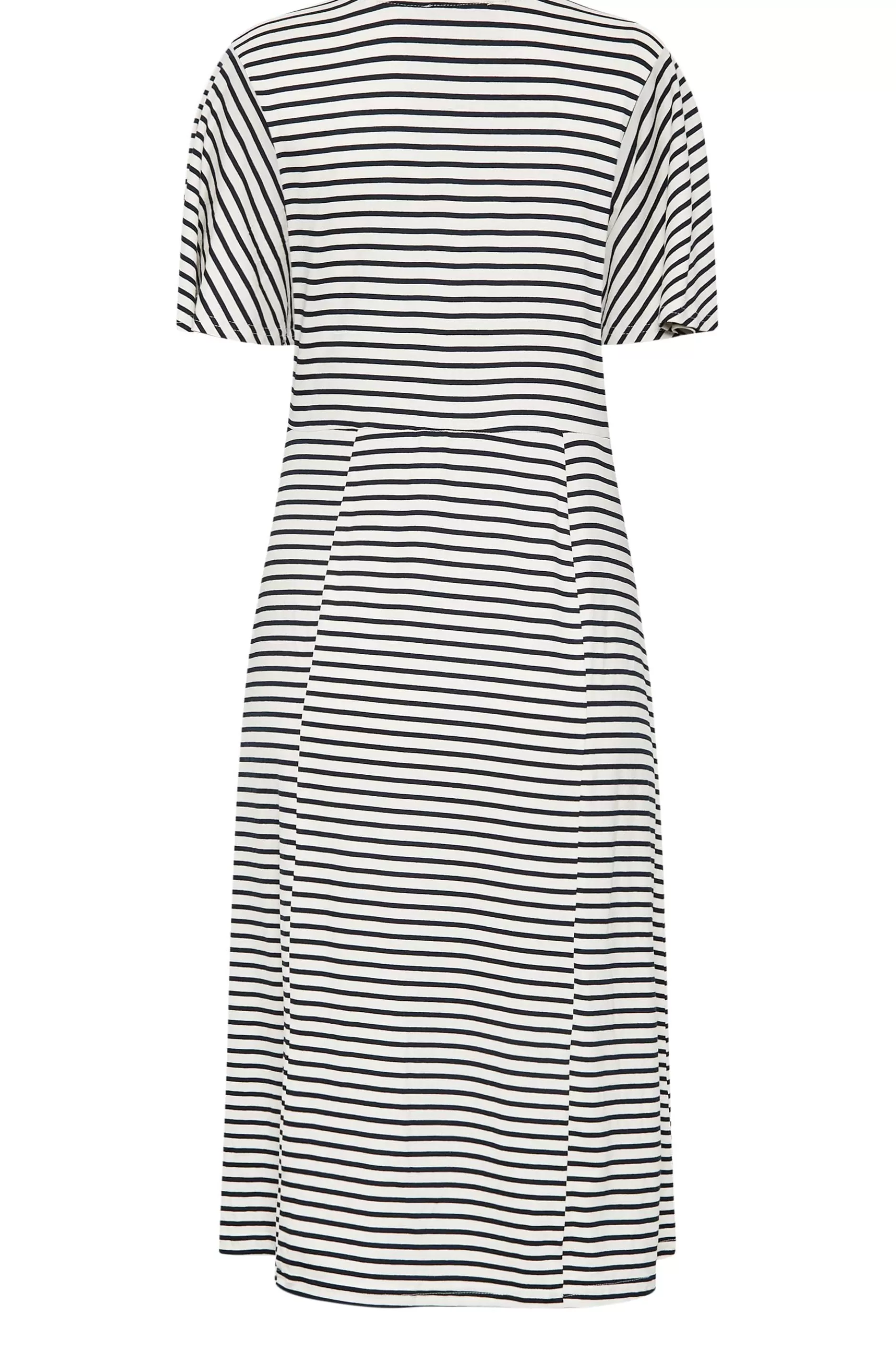 Women M&Co Midi Dresses> Womens White Stripe Print Angel Sleeve Split Hem Midi Dress