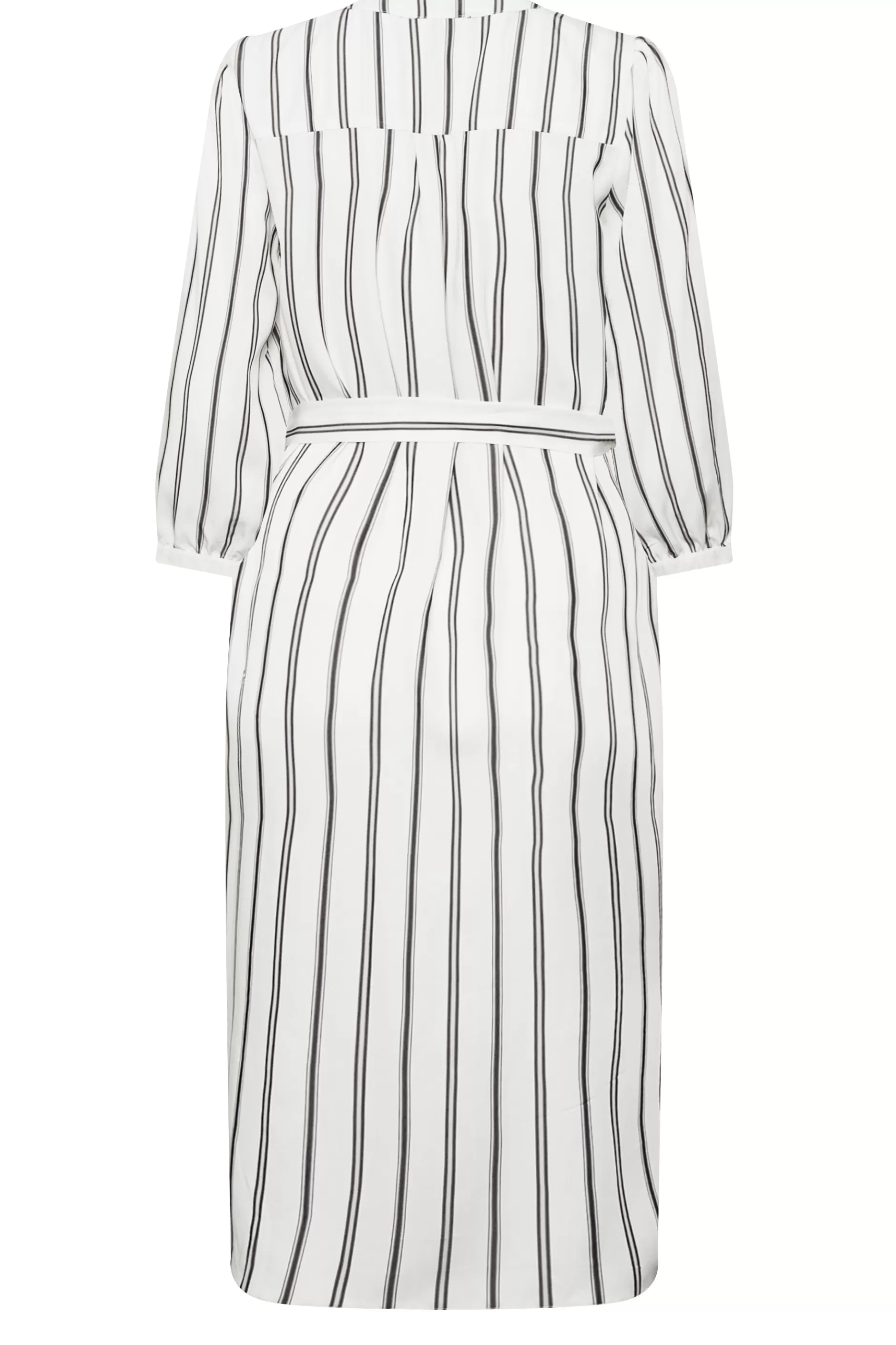 Women M&Co Shirt Dresses> Womens White Stripe Print Tie Waist Tunic Dress