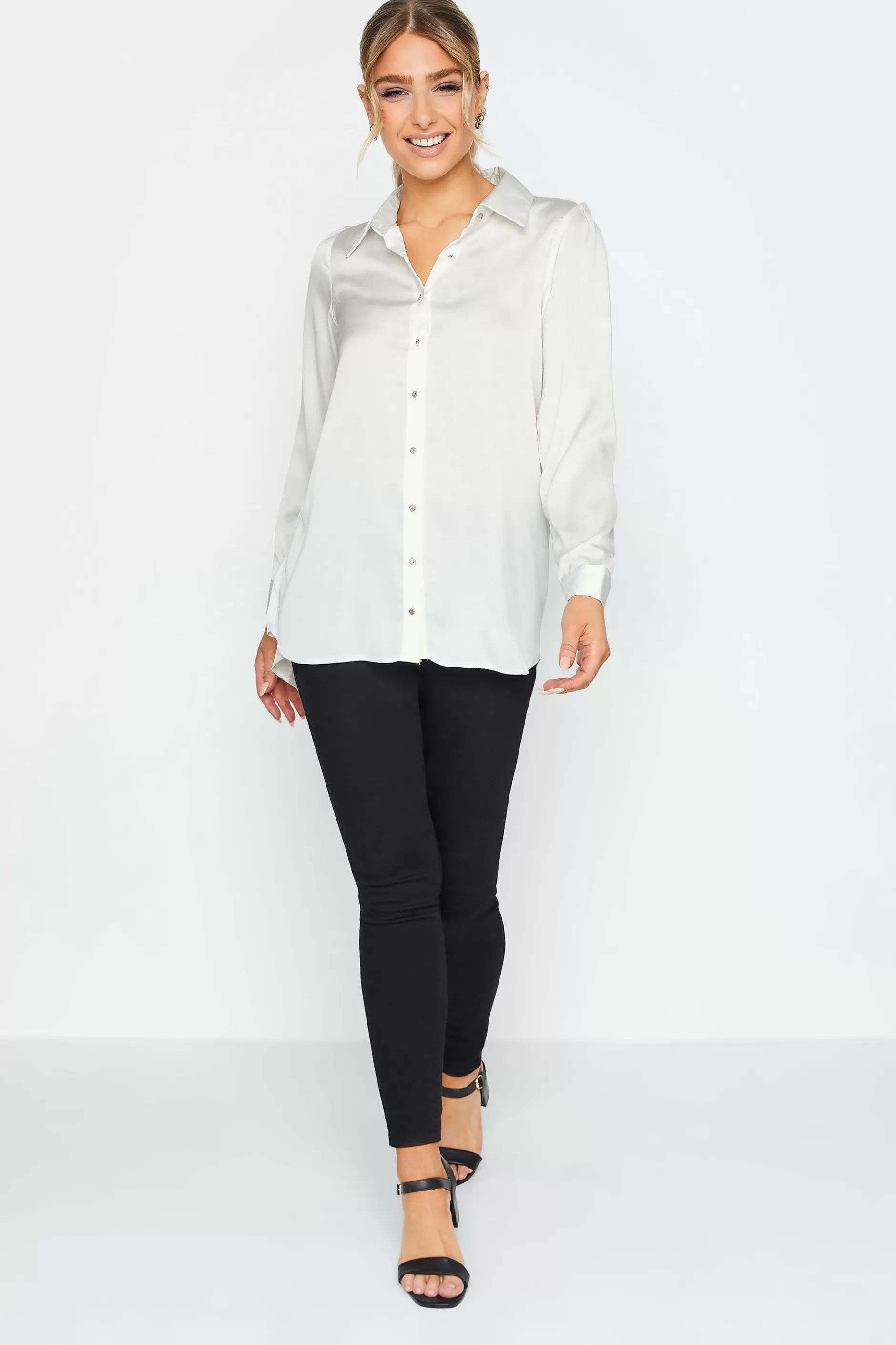 Women M&Co Shirts> Womens White Tie Back Tunic Shirt