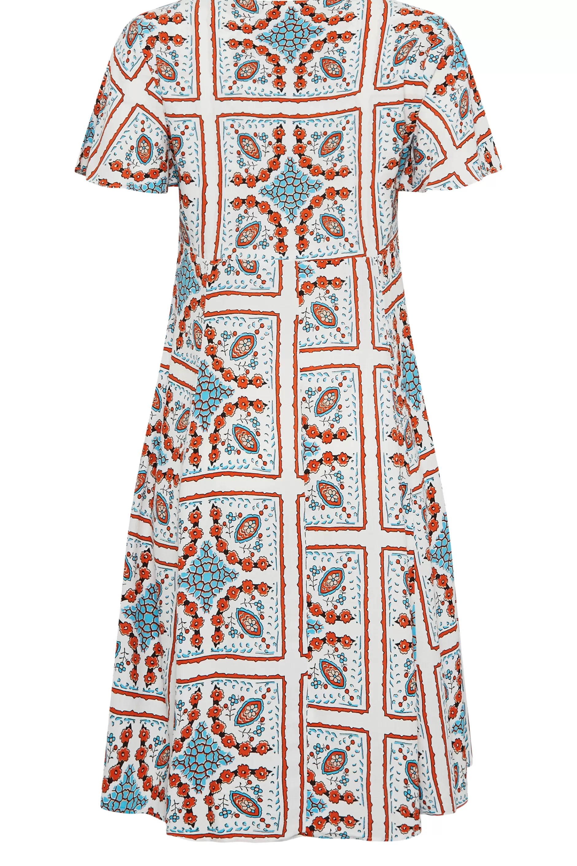 Women M&Co Midi Dresses> Womens White Tile Print Button Through Midi Dress