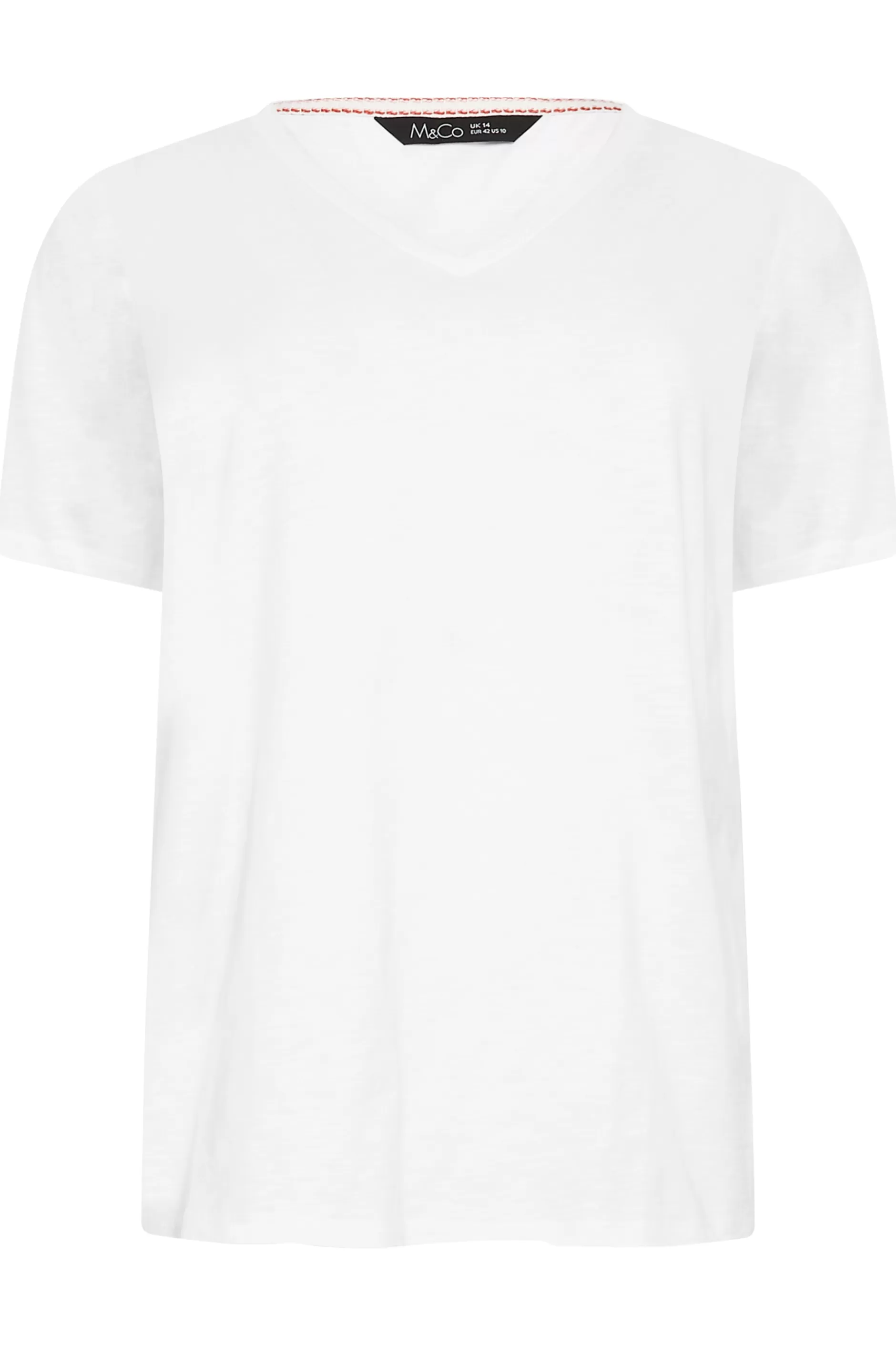 Women M&Co T-Shirts> Womens White V-Neck Cotton T-Shirt