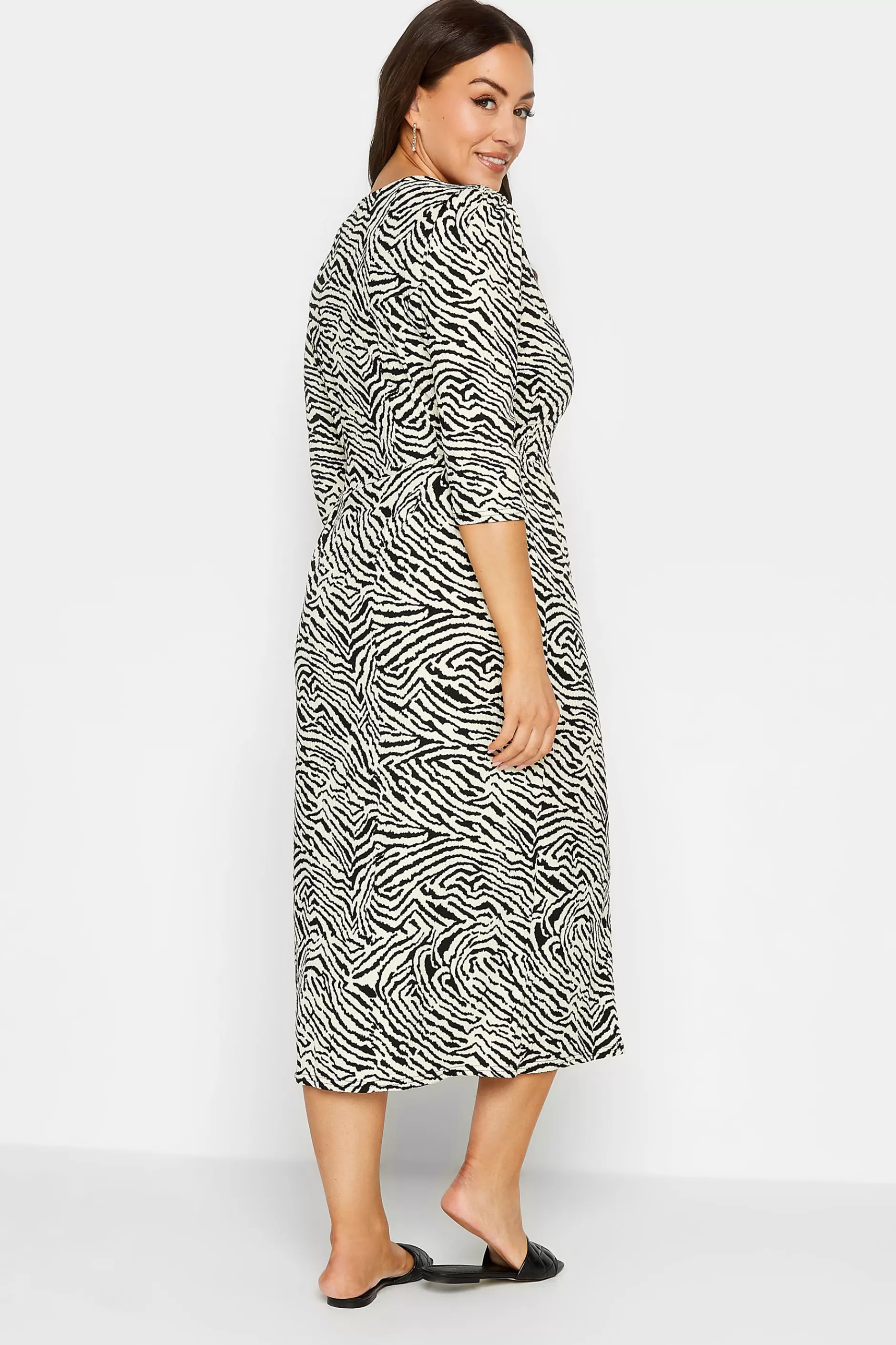 Women M&Co Wedding Guest Dresses> Womens White Zebra Print Button Through Midaxi Dress