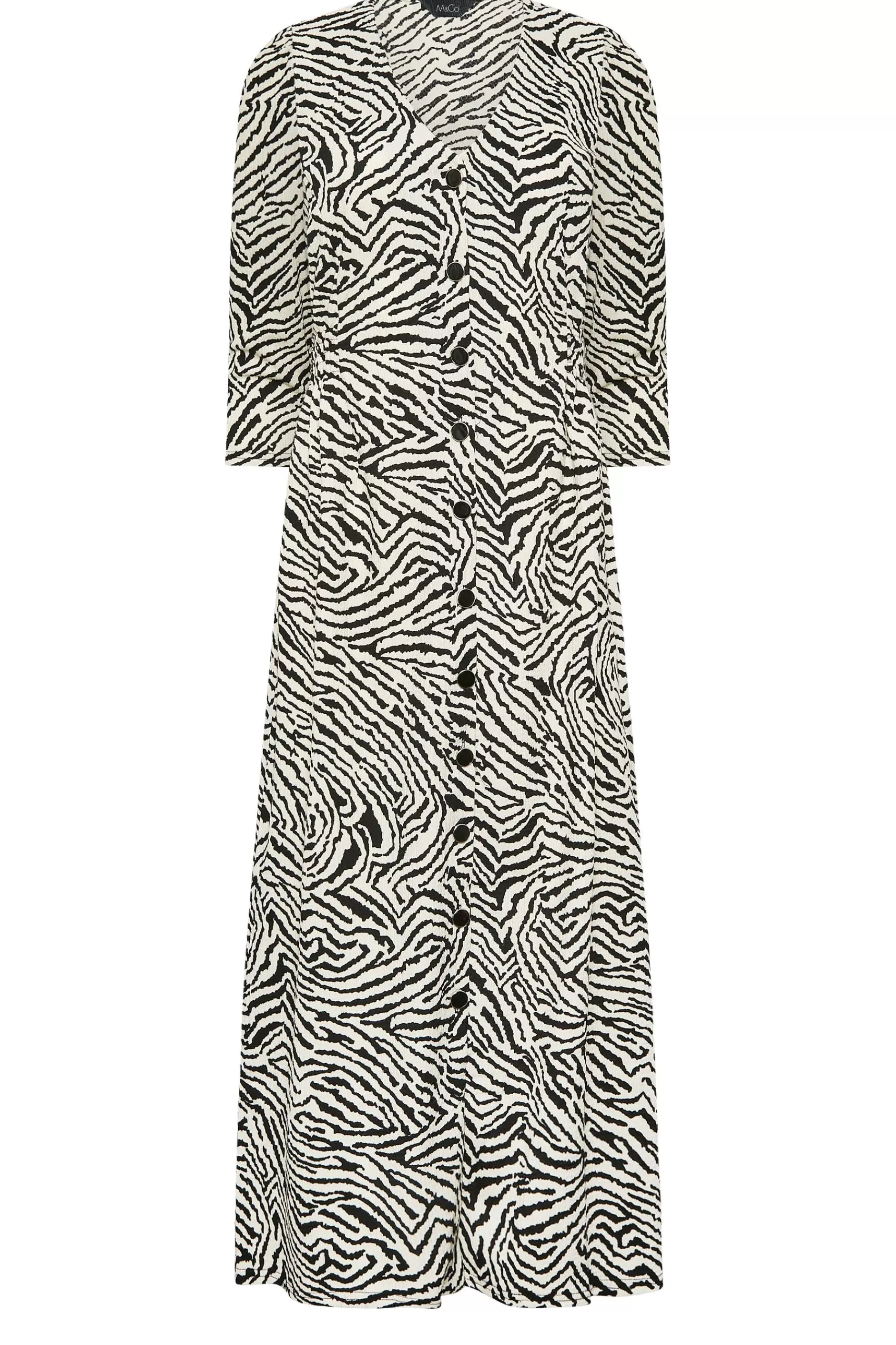 Women M&Co Wedding Guest Dresses> Womens White Zebra Print Button Through Midaxi Dress