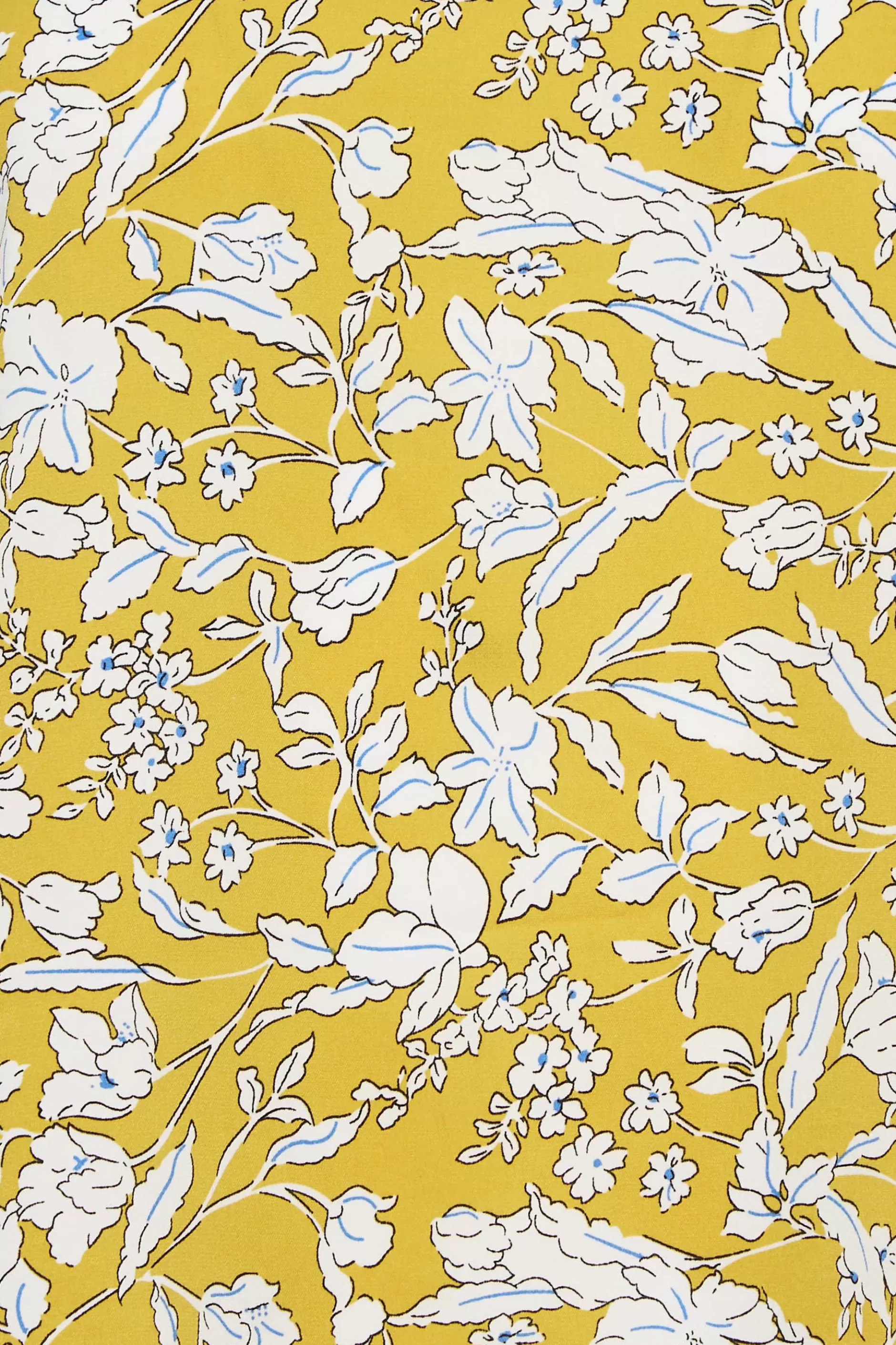 Women M&Co Long Sleeve Tops> Womens Yellow Floral Print High Neck Blouse