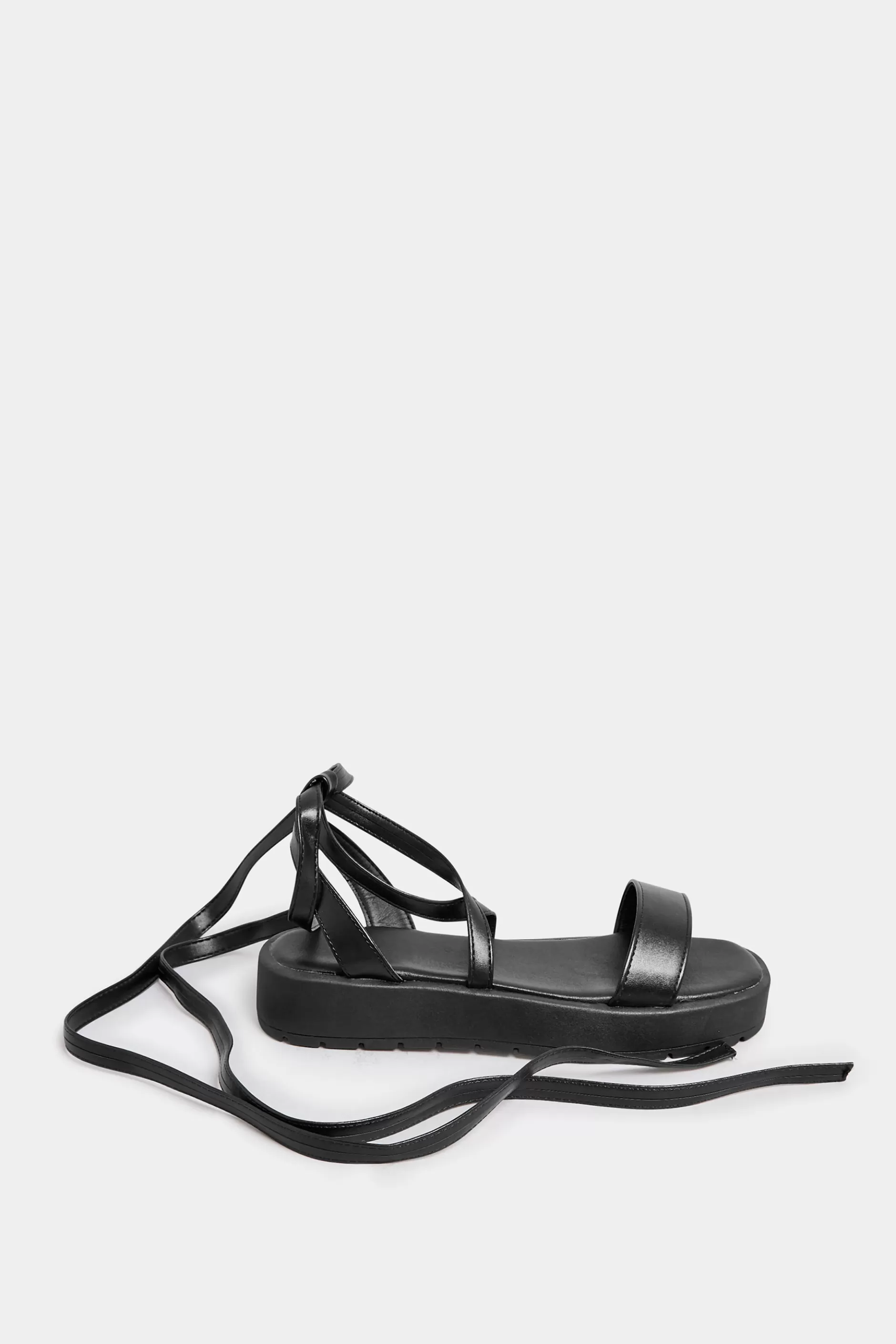 Women M&Co Sandals>Pixiegirl Pixiegirl Black Ankle Tie Flatform Sandals In Standard Fit
