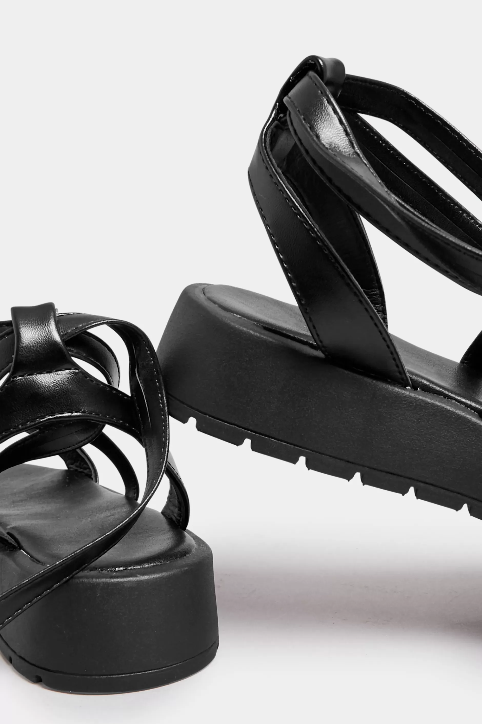 Women M&Co Sandals>Pixiegirl Pixiegirl Black Ankle Tie Flatform Sandals In Standard Fit