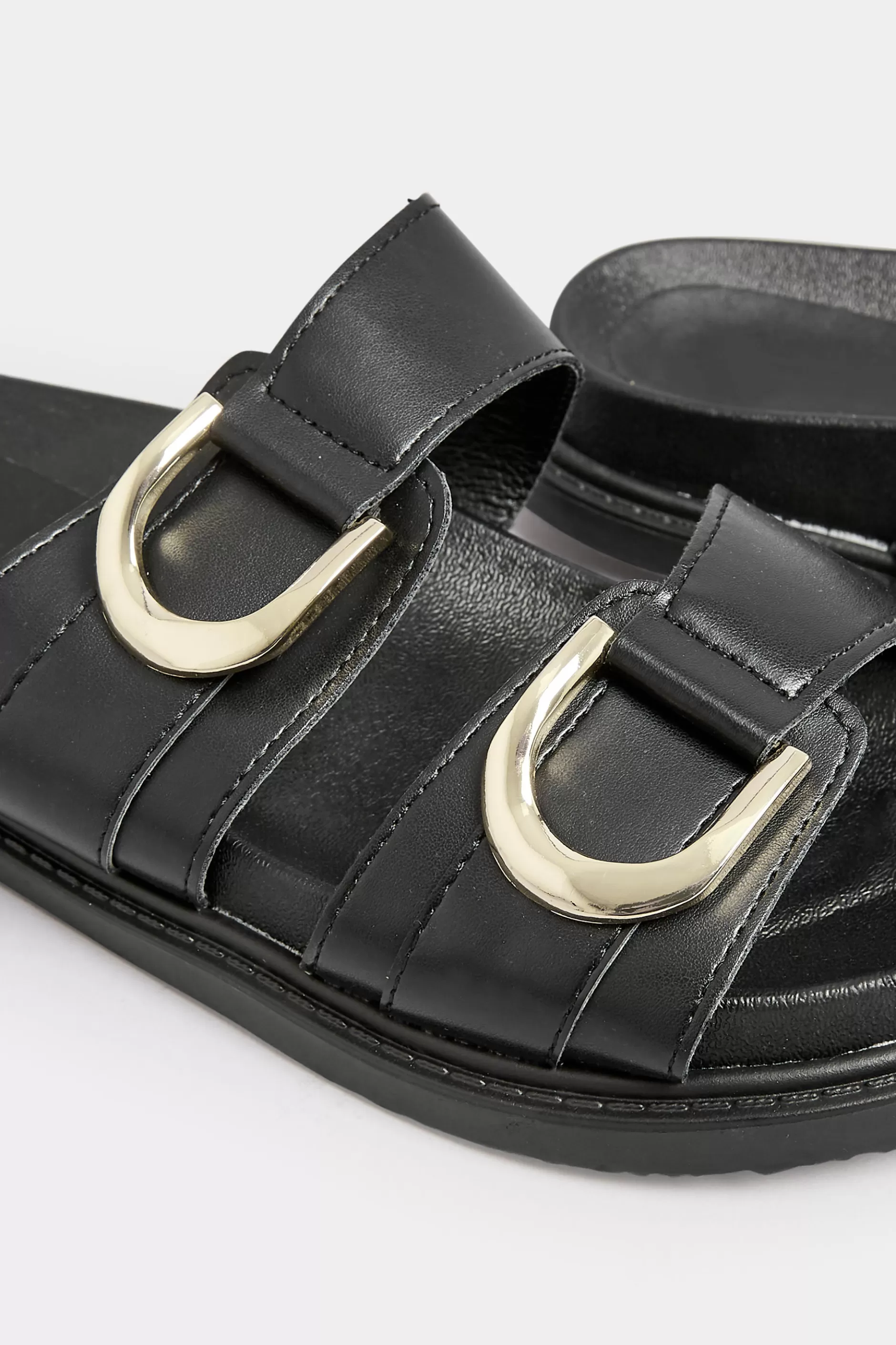 Women M&Co Sandals>Pixiegirl Pixiegirl Black Buckle Strap Sandals In Standard D Fit
