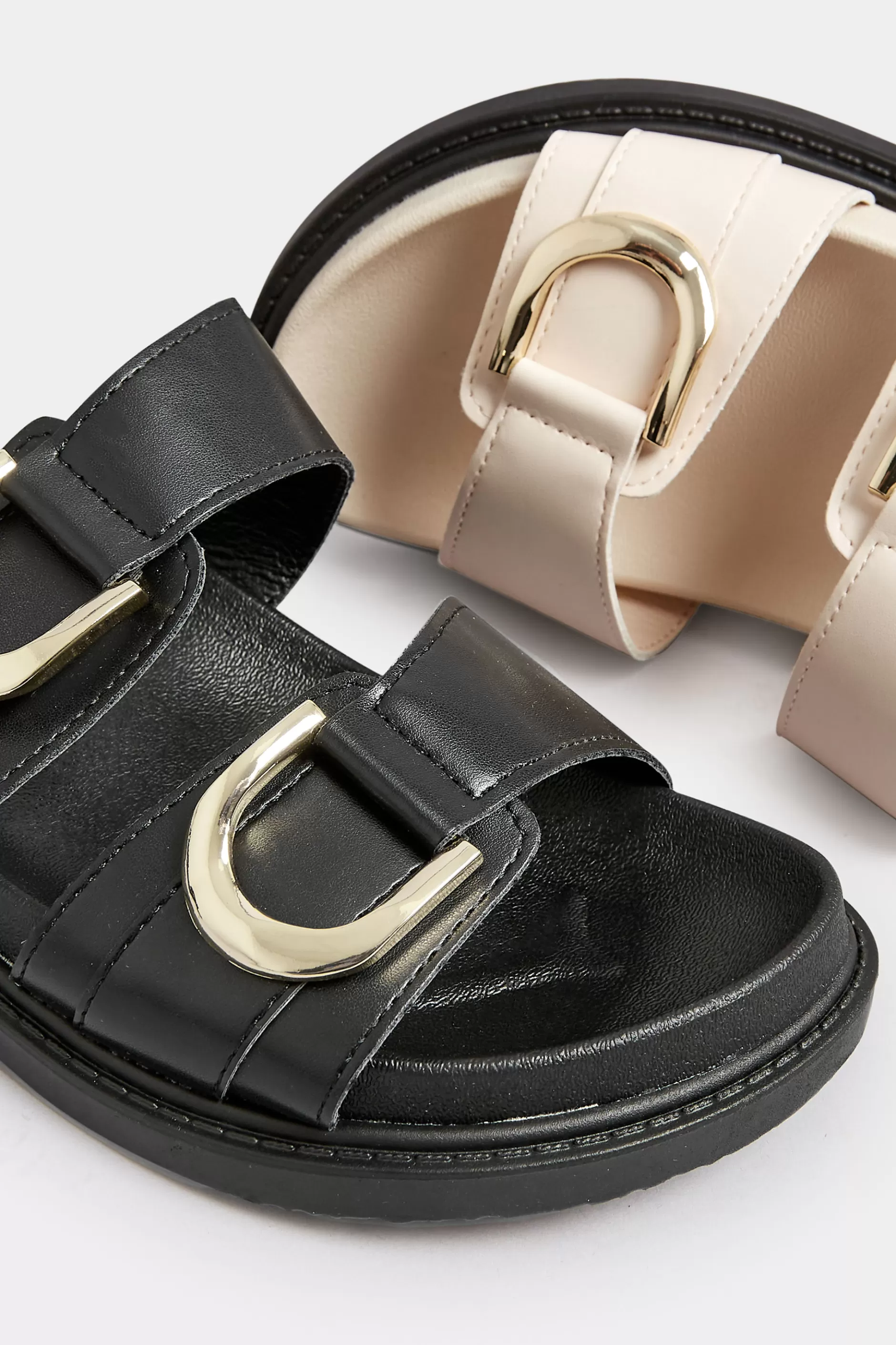 Women M&Co Sandals>Pixiegirl Pixiegirl Black Buckle Strap Sandals In Standard D Fit