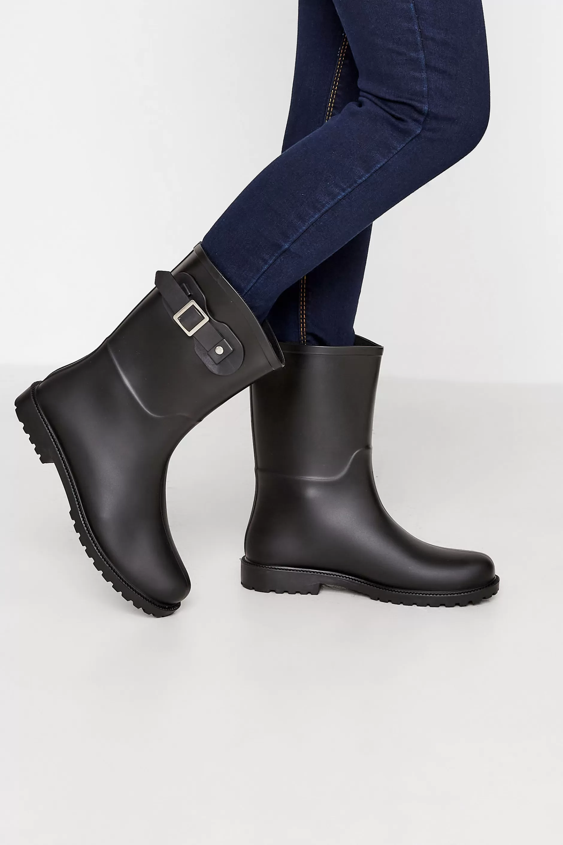 Women M&Co Boots>Pixiegirl Pixiegirl Black Buckle Wellies In Standard Fit