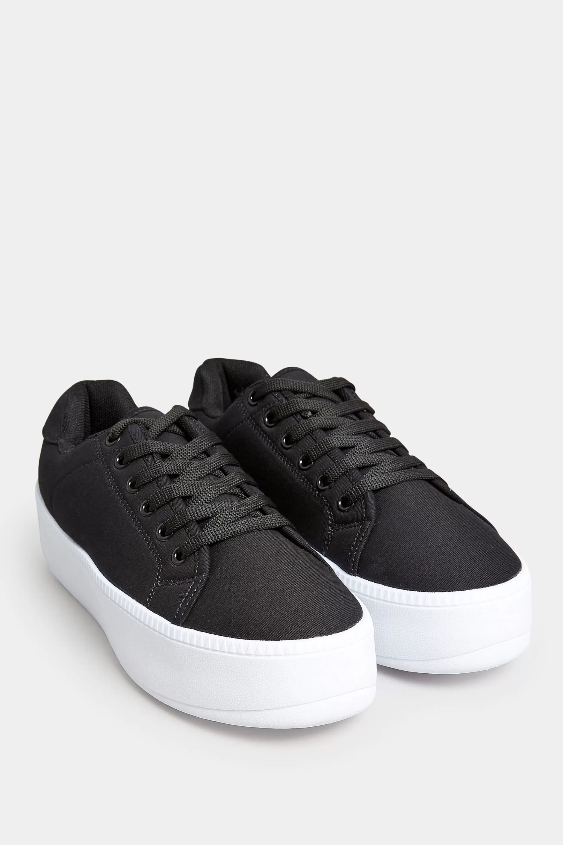 Women M&Co Flat Shoes>Pixiegirl Pixiegirl Black Canvas Platform Trainers In Standard Fit