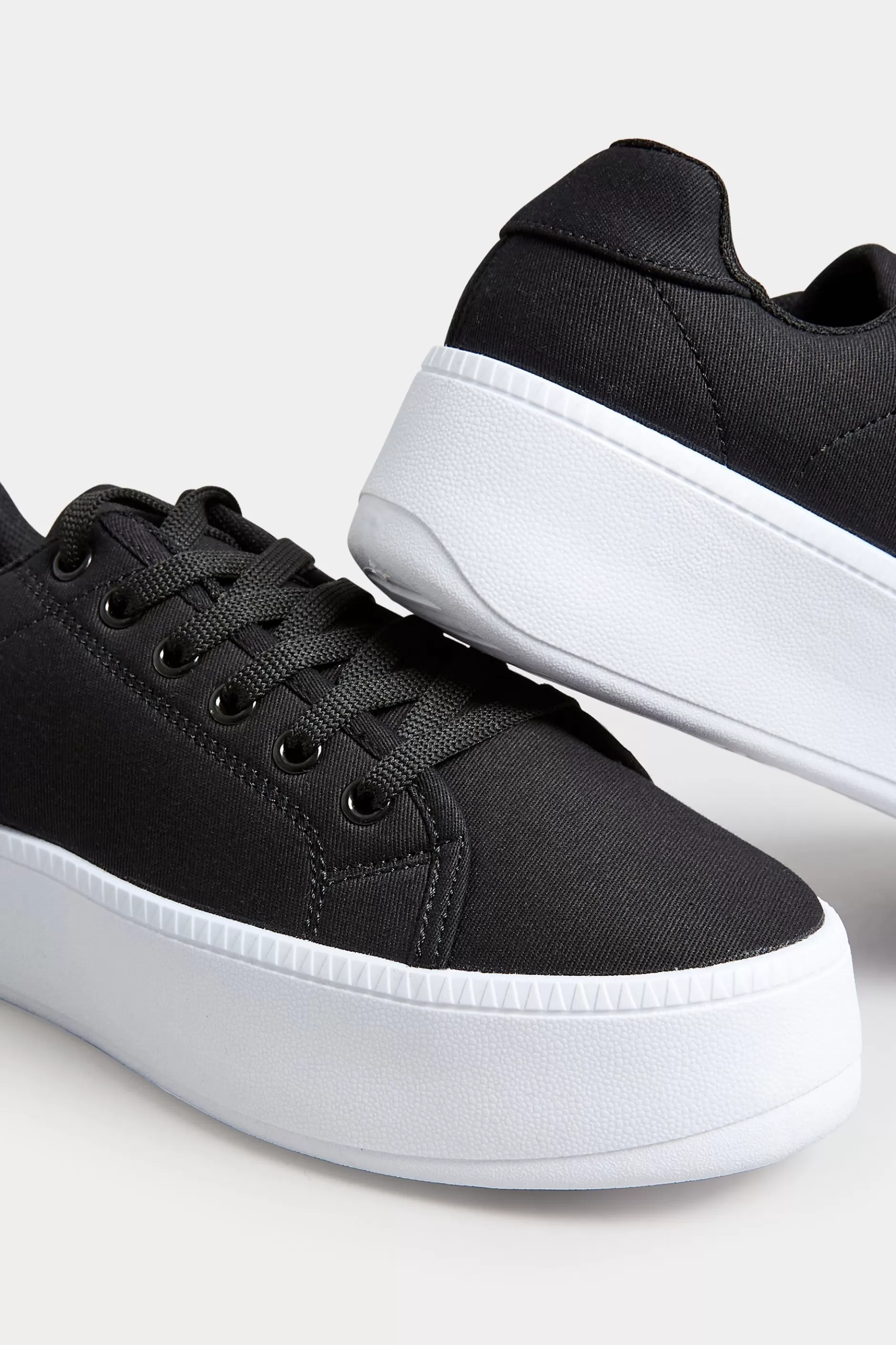 Women M&Co Flat Shoes>Pixiegirl Pixiegirl Black Canvas Platform Trainers In Standard Fit