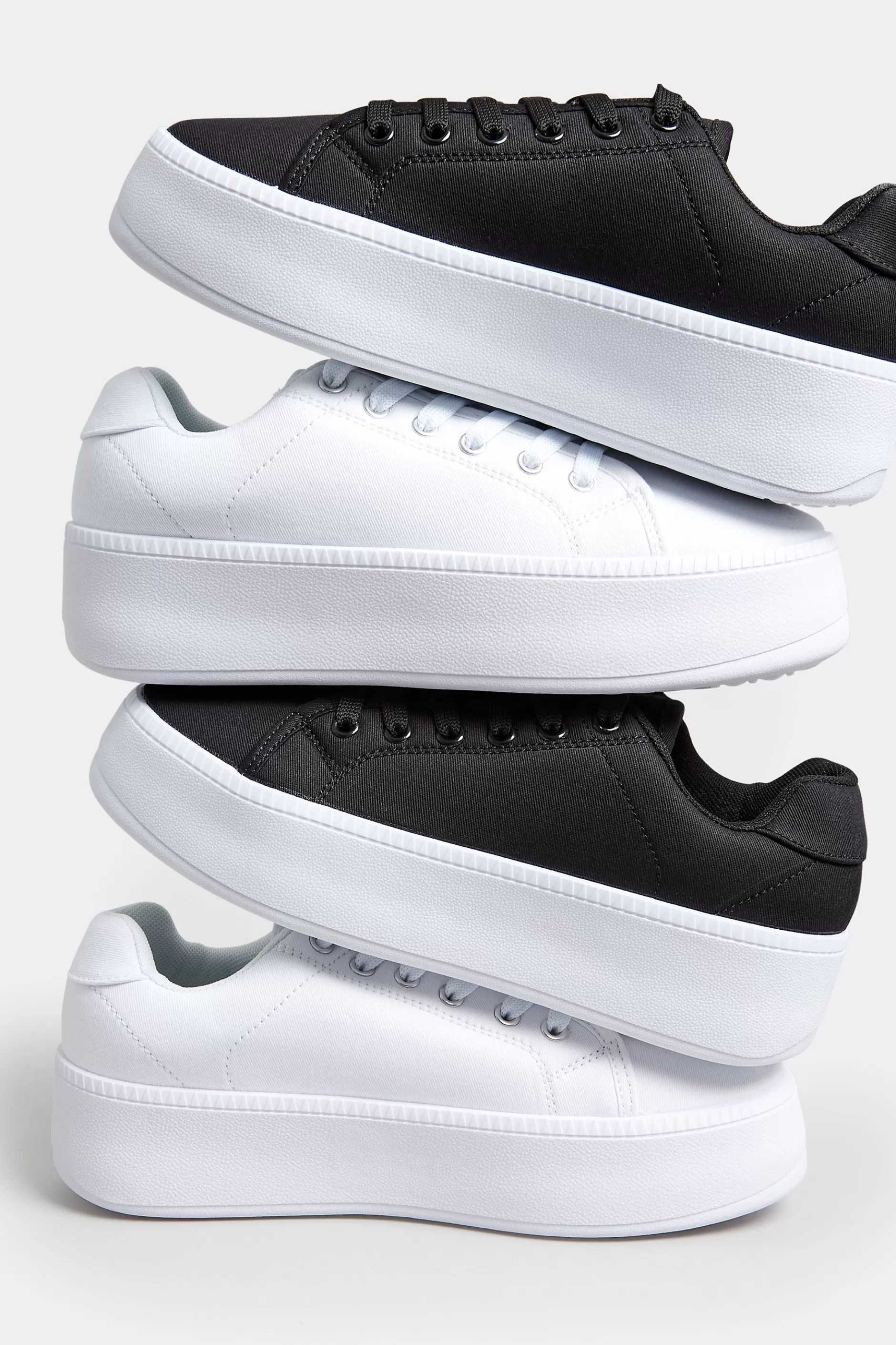 Women M&Co Flat Shoes>Pixiegirl Pixiegirl Black Canvas Platform Trainers In Standard Fit