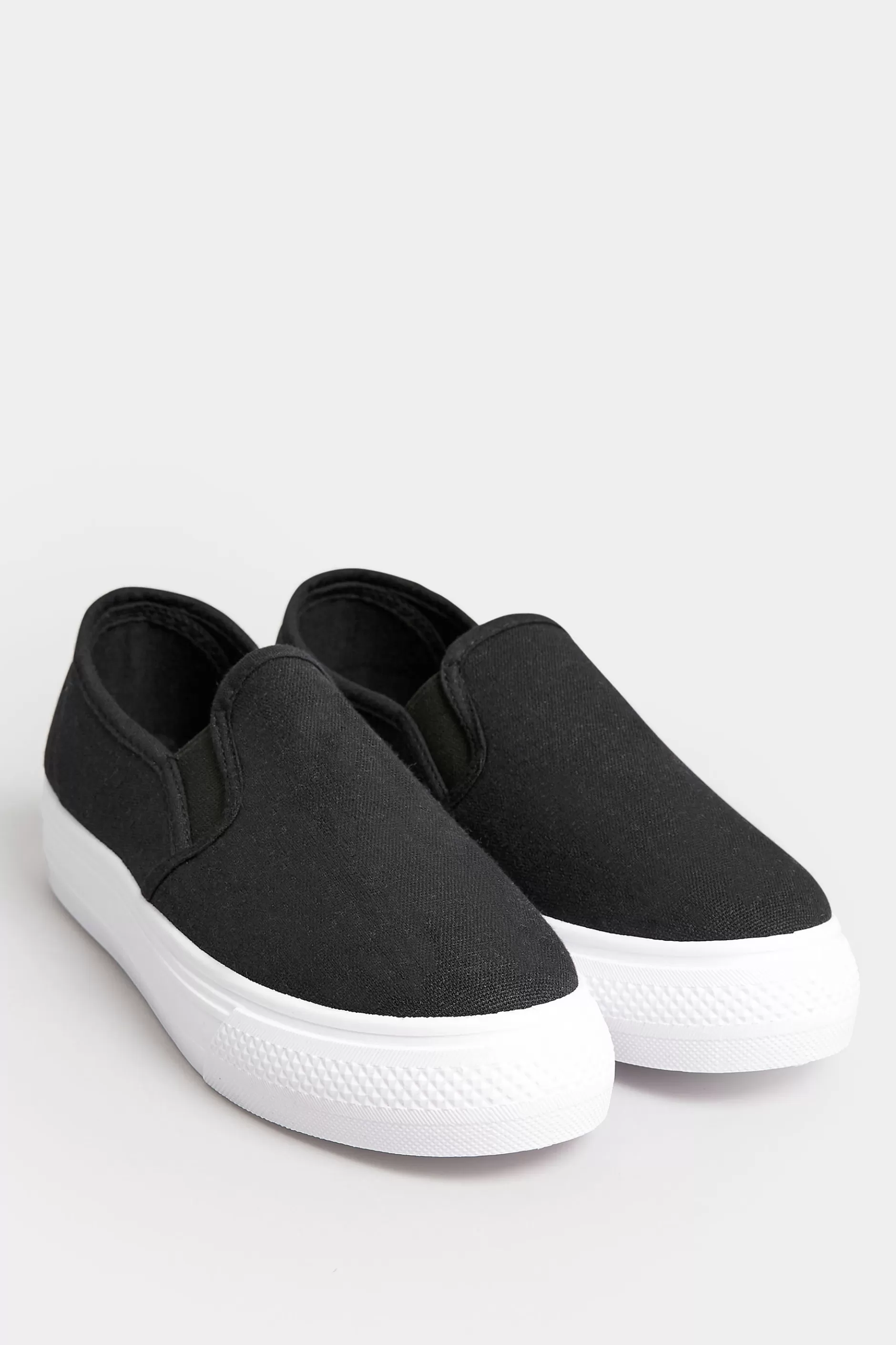 Women M&Co Flat Shoes>Pixiegirl Pixiegirl Black Canvas Slip On Flatform Trainers In Standard Fit