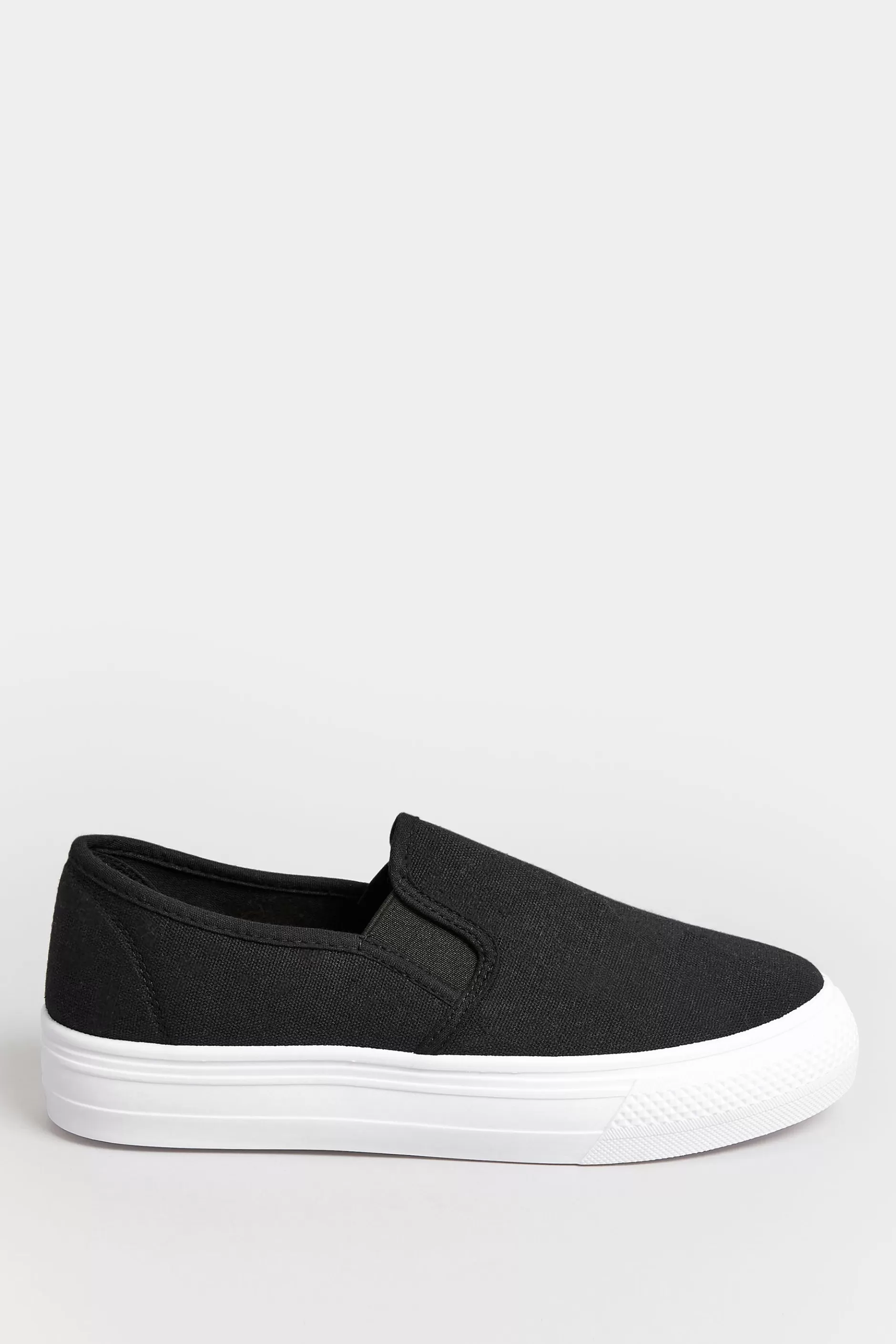 Women M&Co Flat Shoes>Pixiegirl Pixiegirl Black Canvas Slip On Flatform Trainers In Standard Fit
