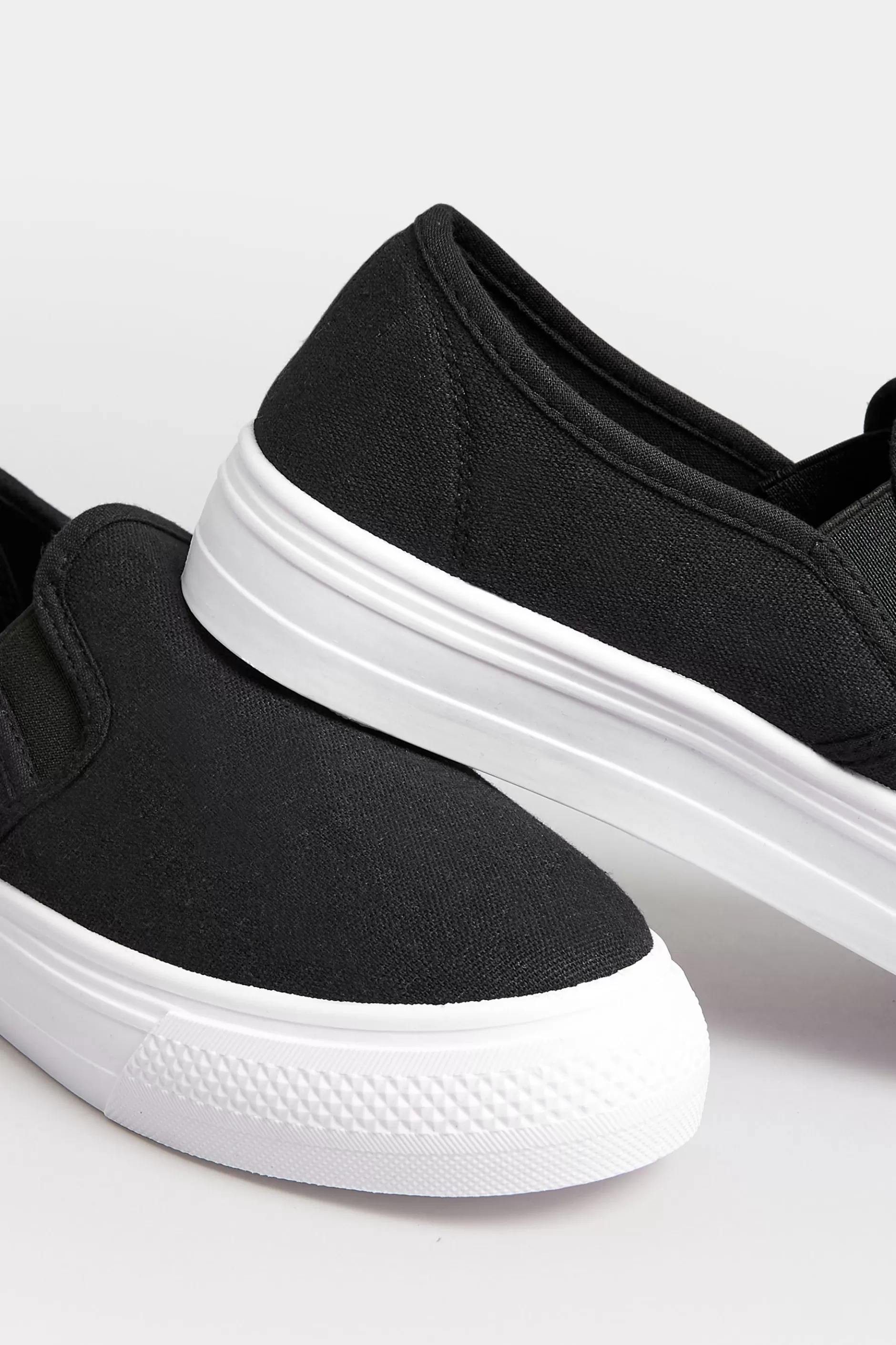 Women M&Co Flat Shoes>Pixiegirl Pixiegirl Black Canvas Slip On Flatform Trainers In Standard Fit