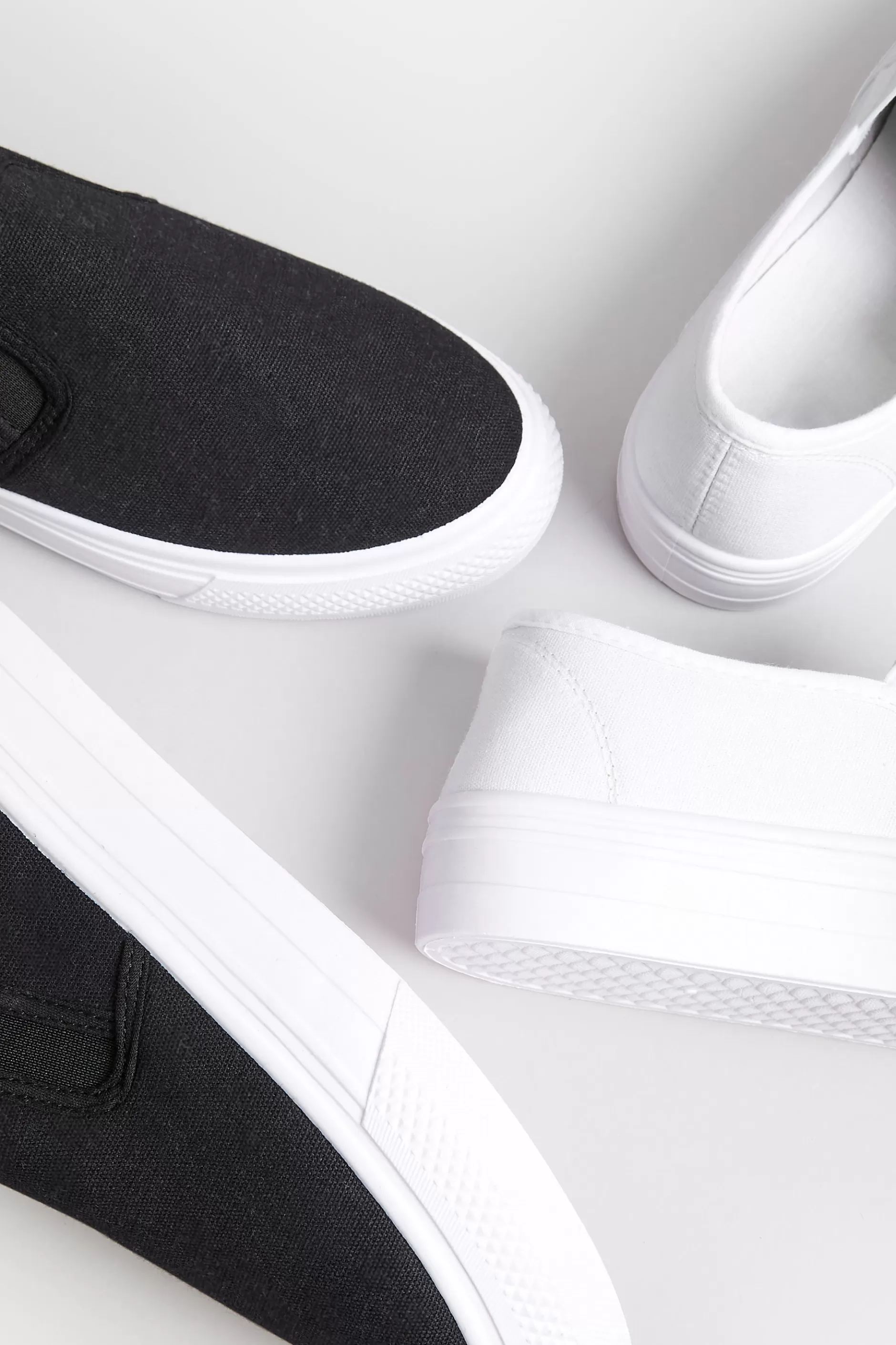 Women M&Co Flat Shoes>Pixiegirl Pixiegirl Black Canvas Slip On Flatform Trainers In Standard Fit