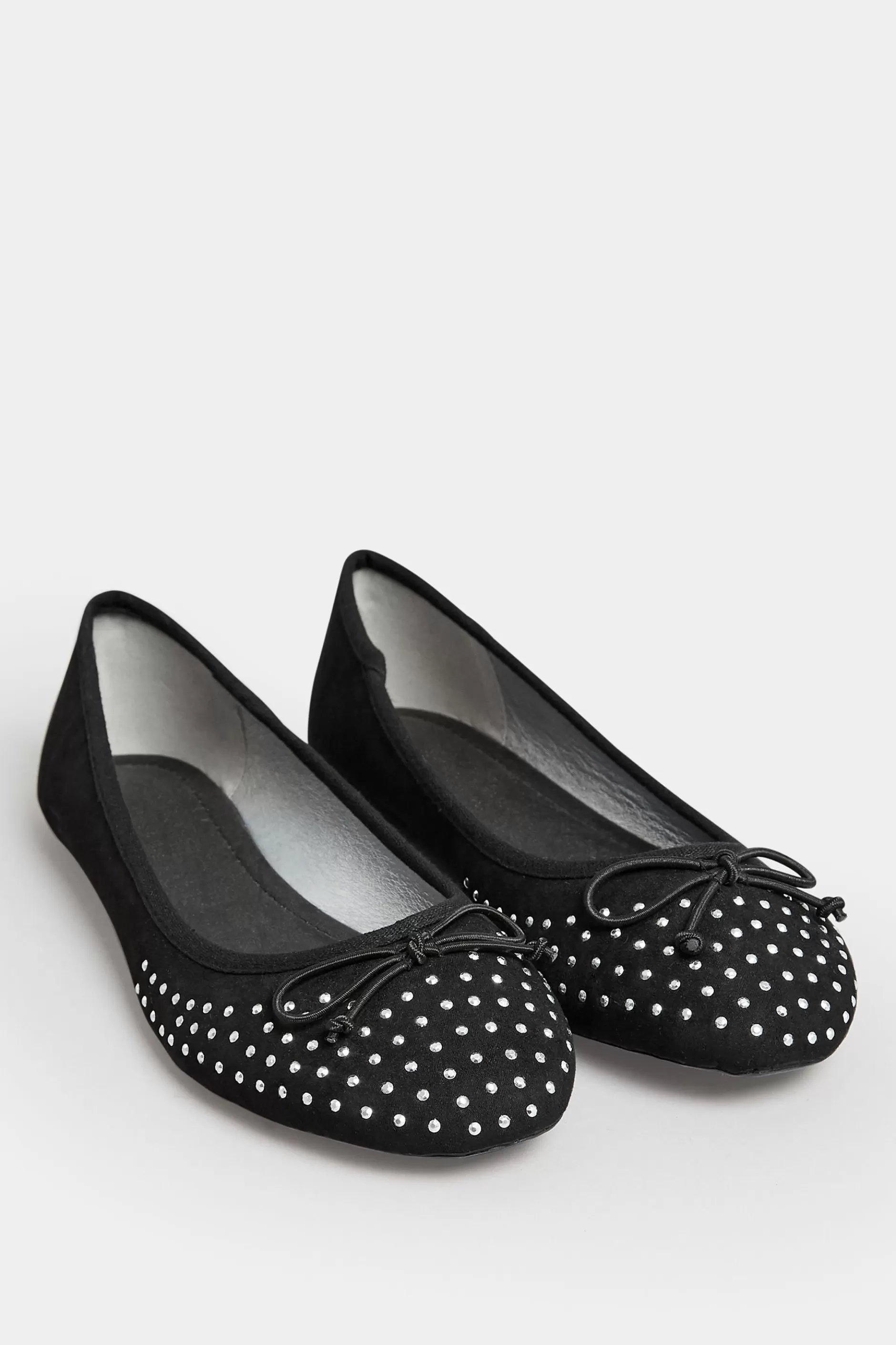 Women M&Co Flat Shoes>Pixiegirl Pixiegirl Black Diamante Ballerina Pumps In Standard Fit