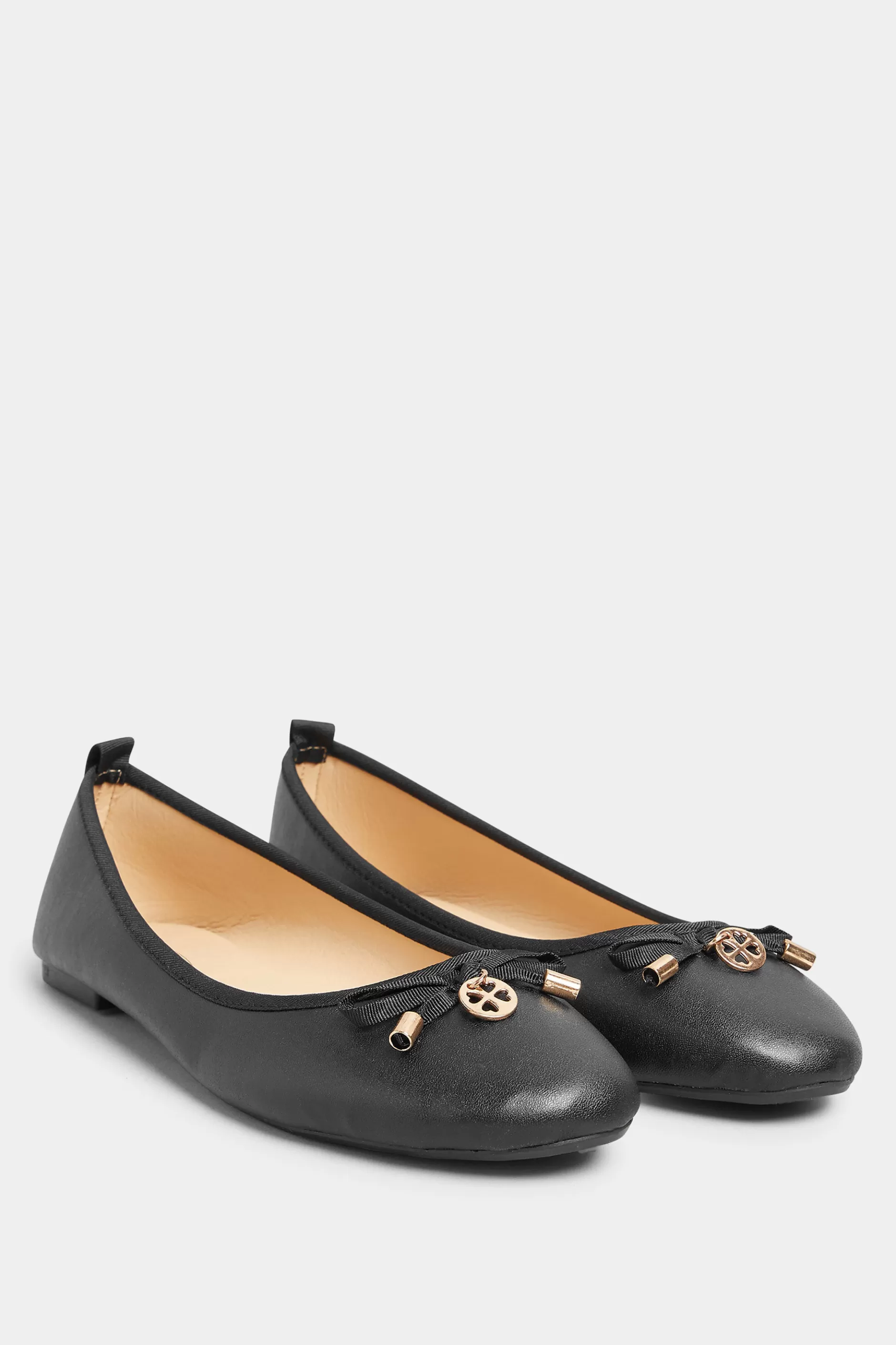 Women M&Co Flat Shoes>Pixiegirl Pixiegirl Black Faux Leather Bow Ballet Pumps In Standard Fit