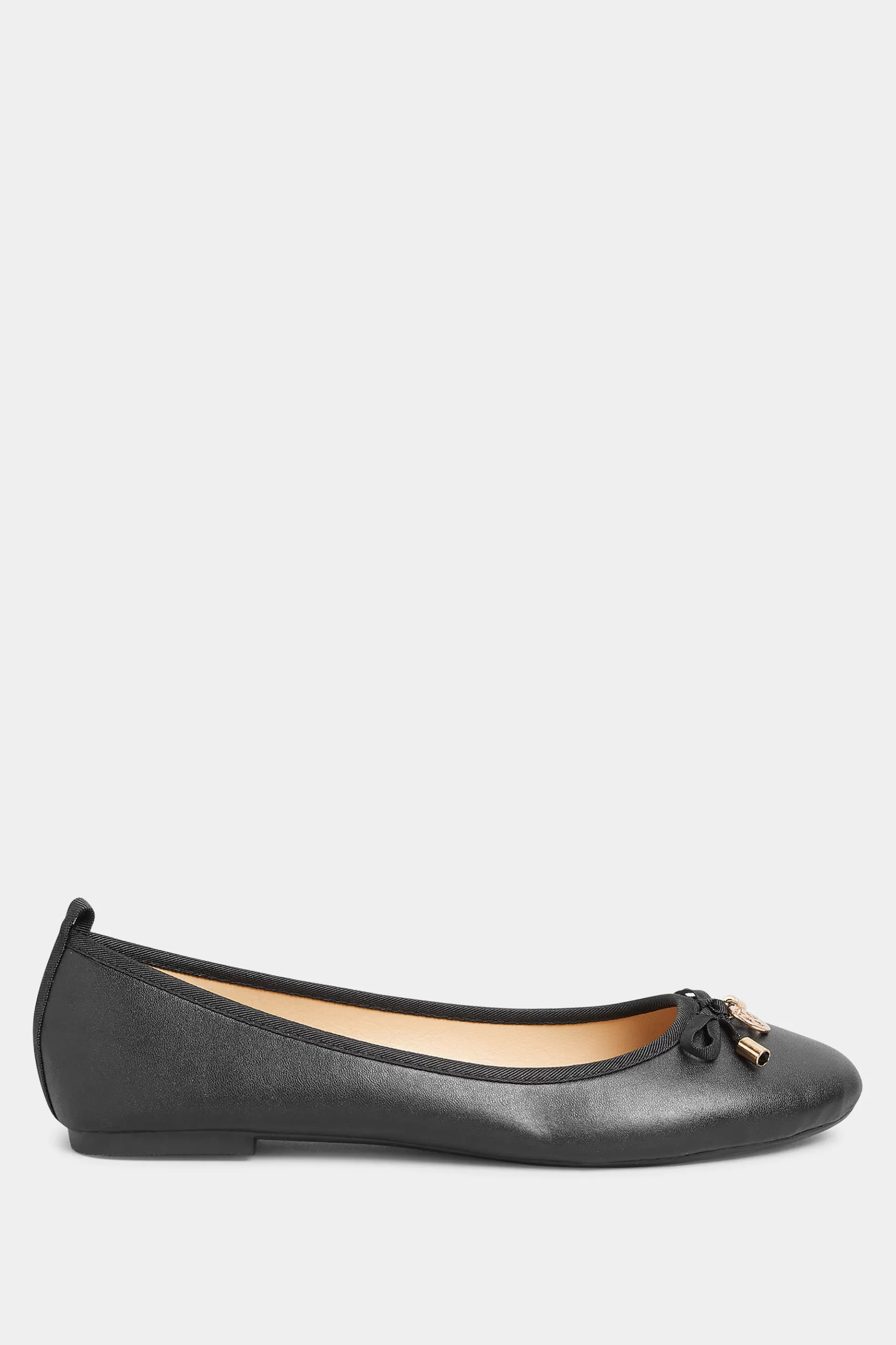 Women M&Co Flat Shoes>Pixiegirl Pixiegirl Black Faux Leather Bow Ballet Pumps In Standard Fit