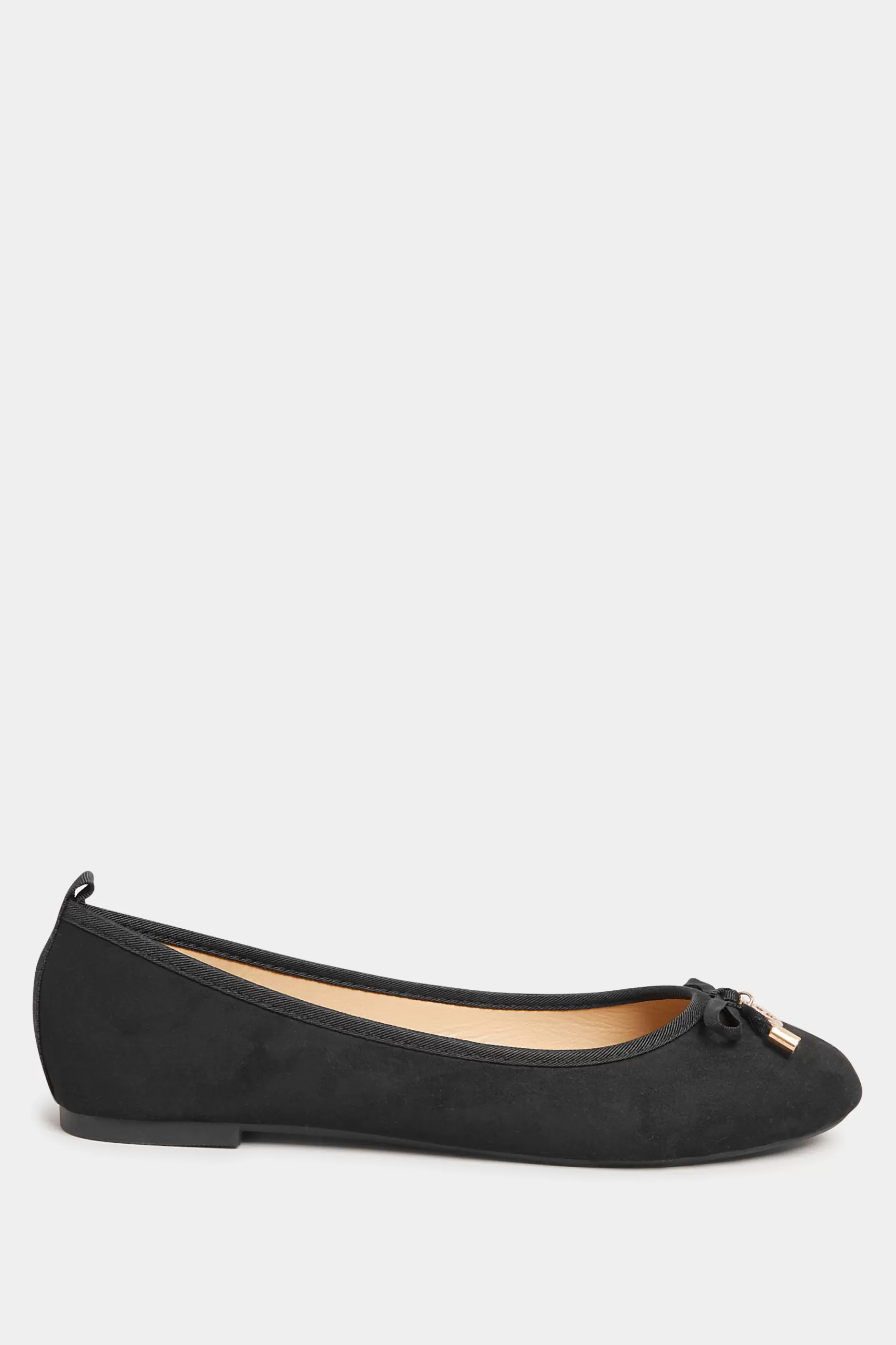 Women M&Co Flat Shoes>Pixiegirl Pixiegirl Black Faux Suede Bow Charm Ballet Pumps In Standard Fit